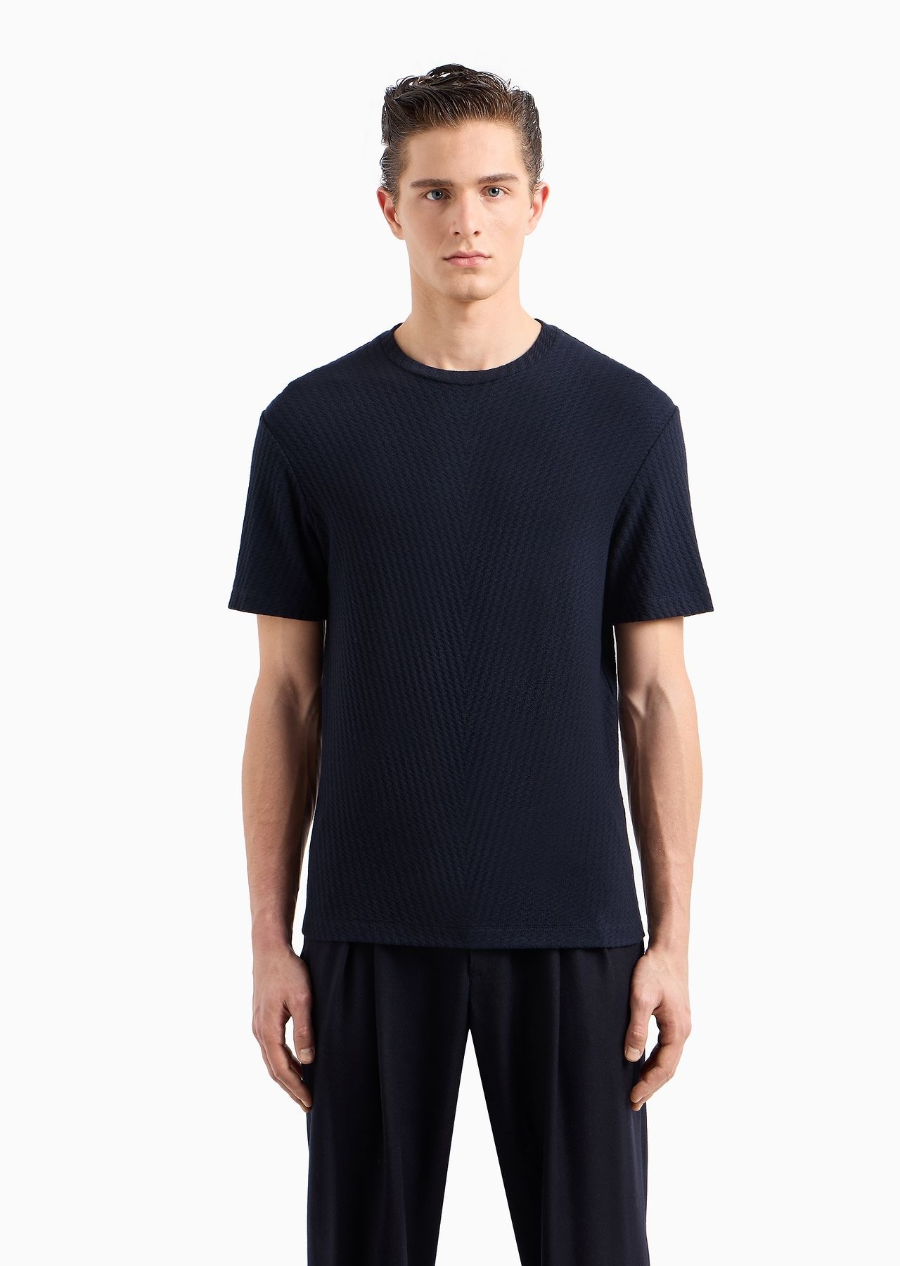 Viscose and cashmere jacquard jersey crew-neck T-shirt - 2