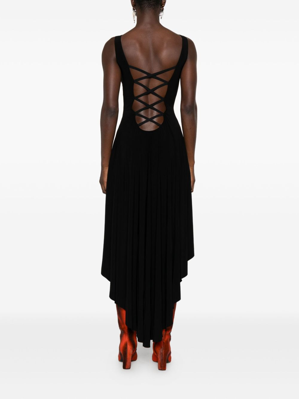 asymmetric pleated mini dress - 4