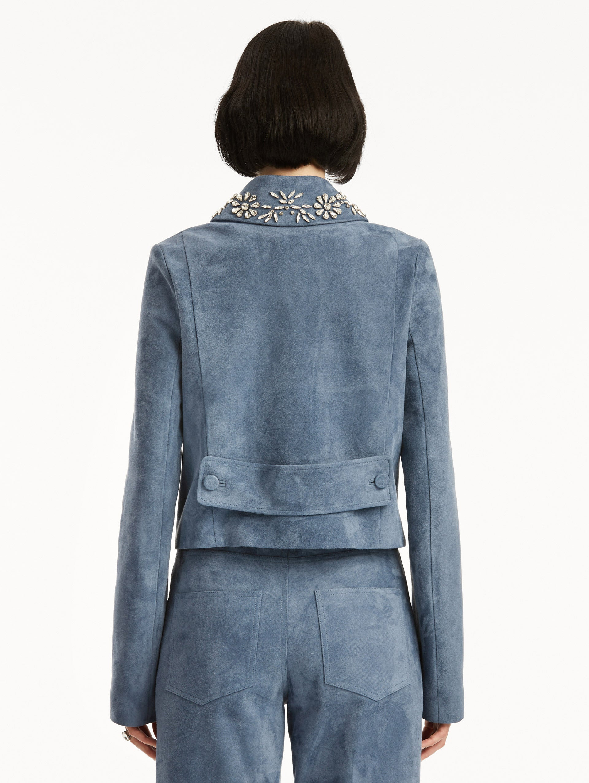 CRYSTAL EMBROIDERED SUEDE JACKET - 4