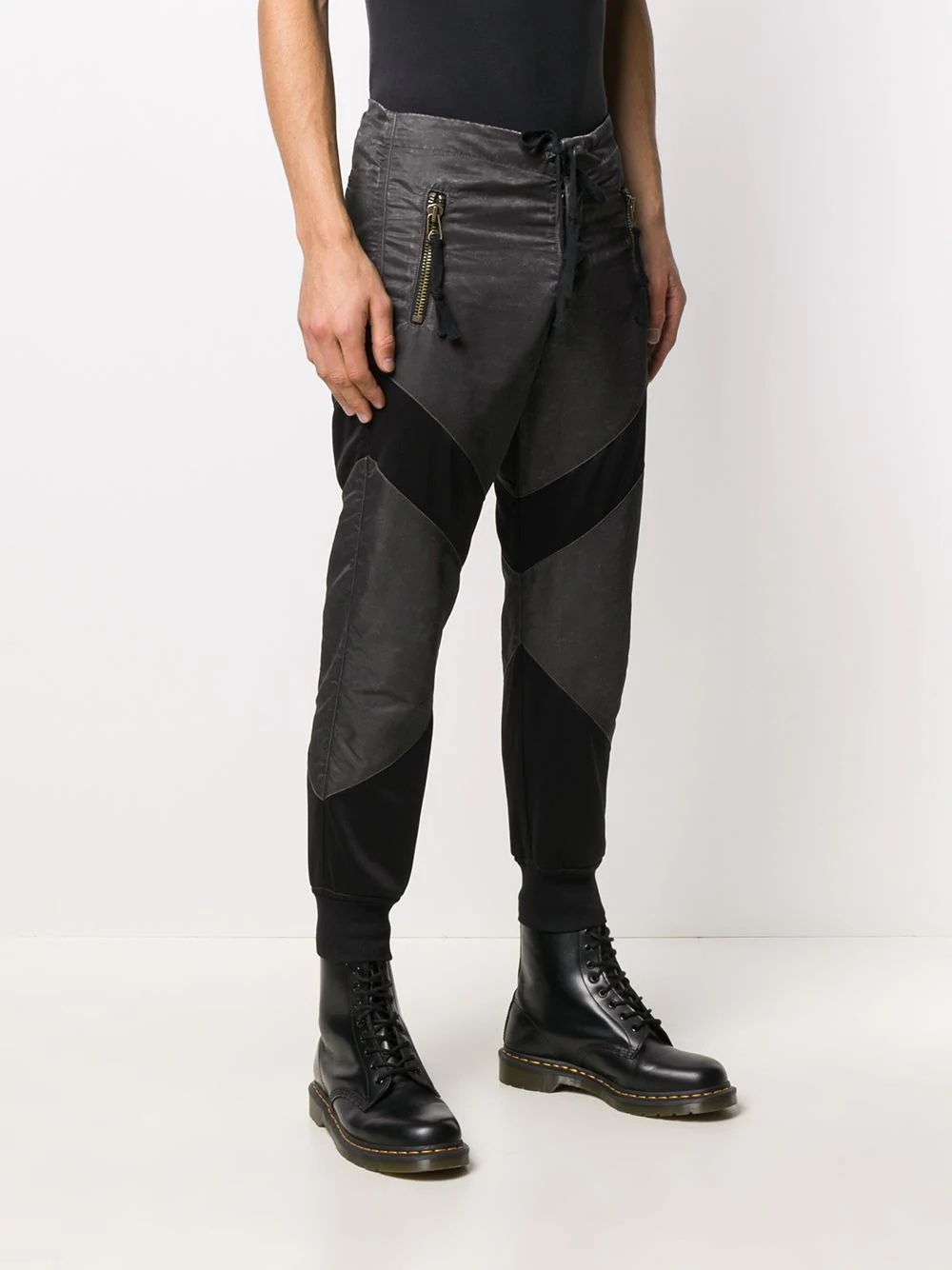 contrast-panel tapered trousers - 3