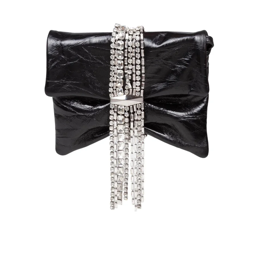 Jimmy Choo Zandra Clutch Bag In Black Metallic Leather - 1
