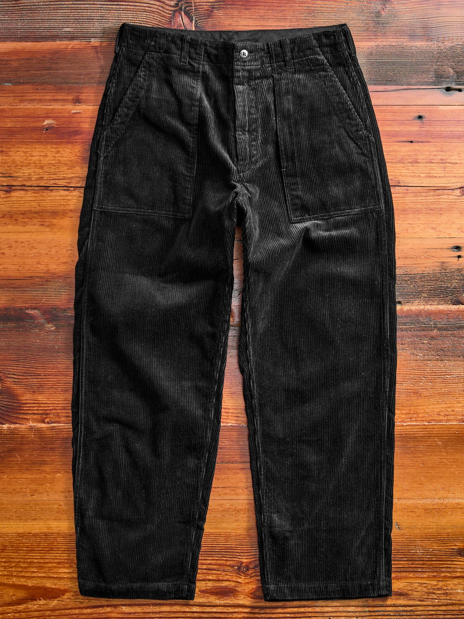 8W Cotton Corduroy Fatigue Pants in Black - 1