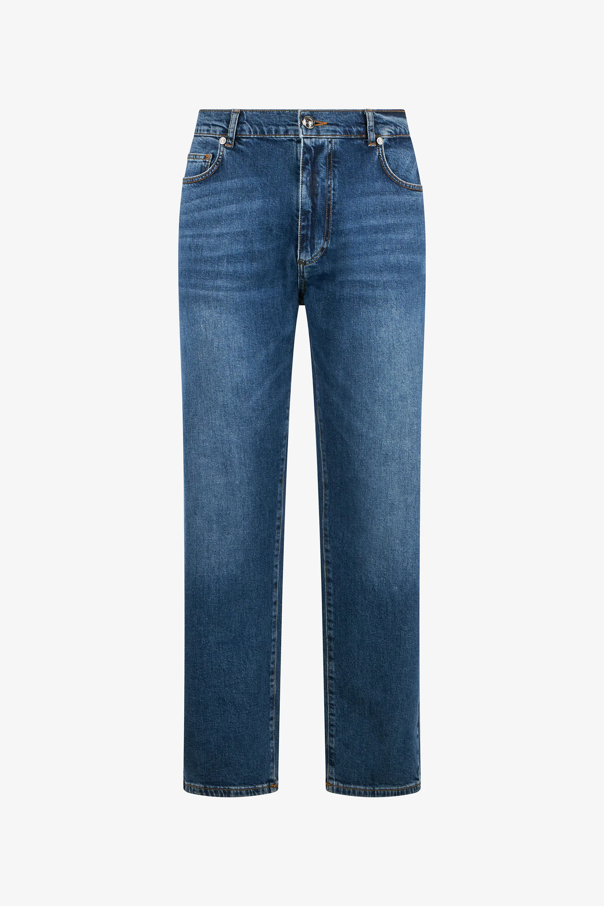 Blue Denim Jeans With Monogram RC - 1