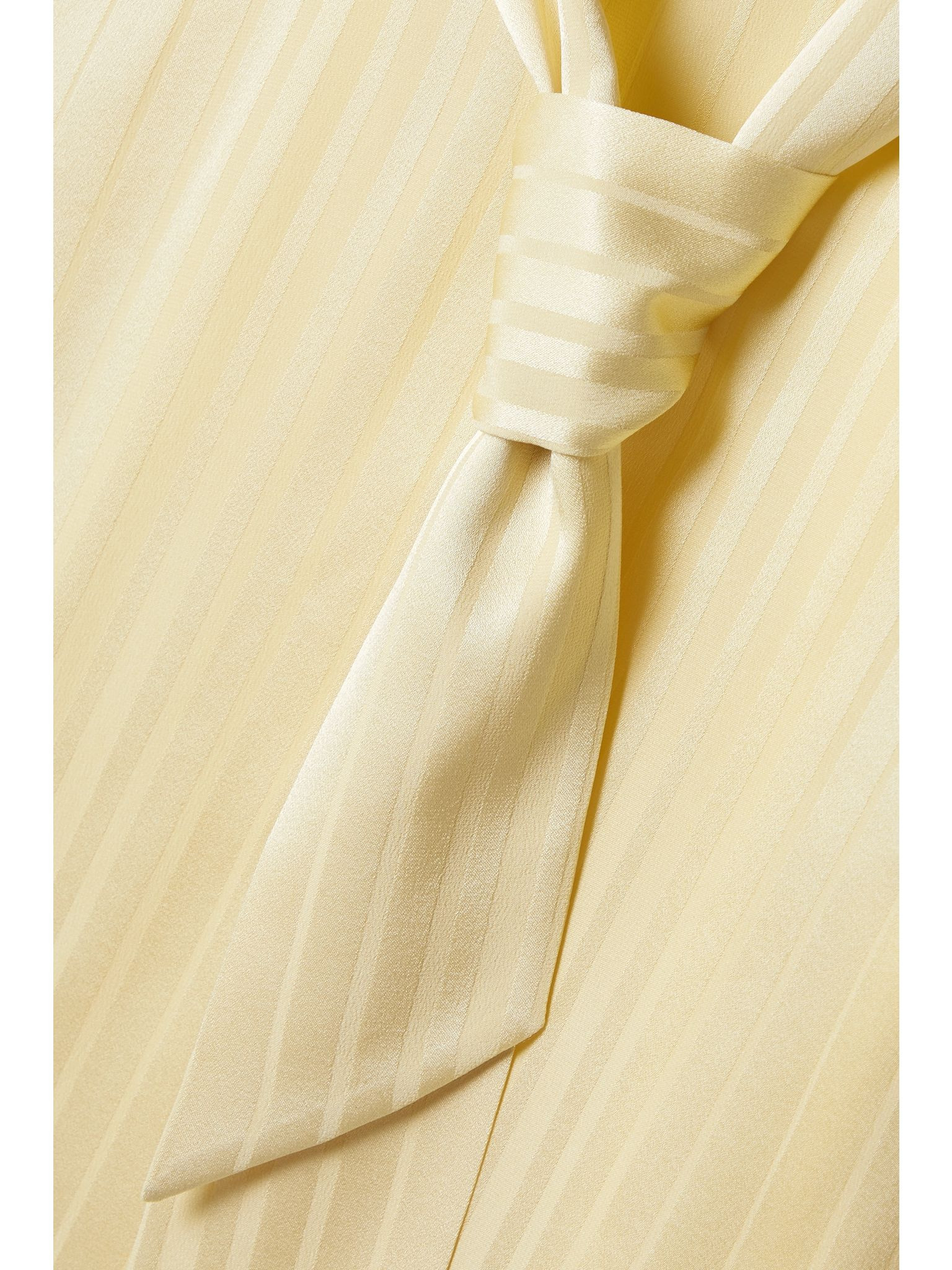Kya tie-detailed striped silk-jacquard blouse Peach - 5