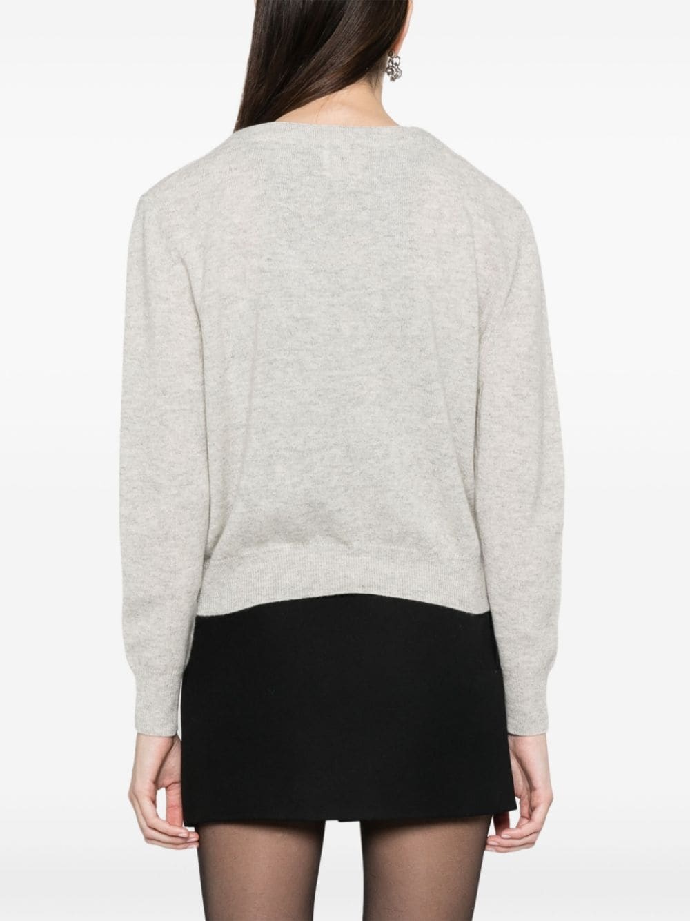 V-neck fine-knit cardigan - 4
