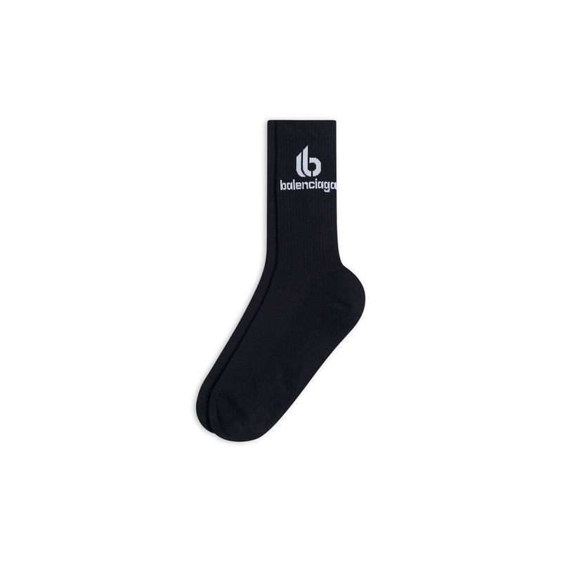BALENCIAGA Women's Double B Socks in Black outlook