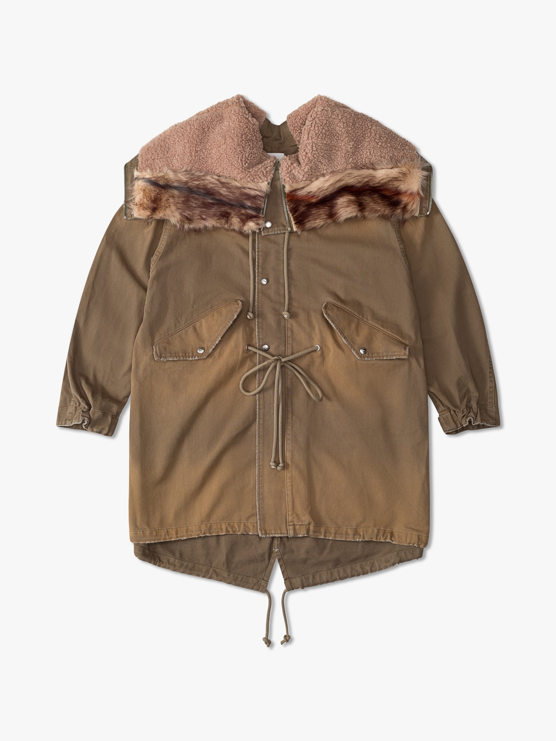 FUR HOODED PARKA JACKET - 1