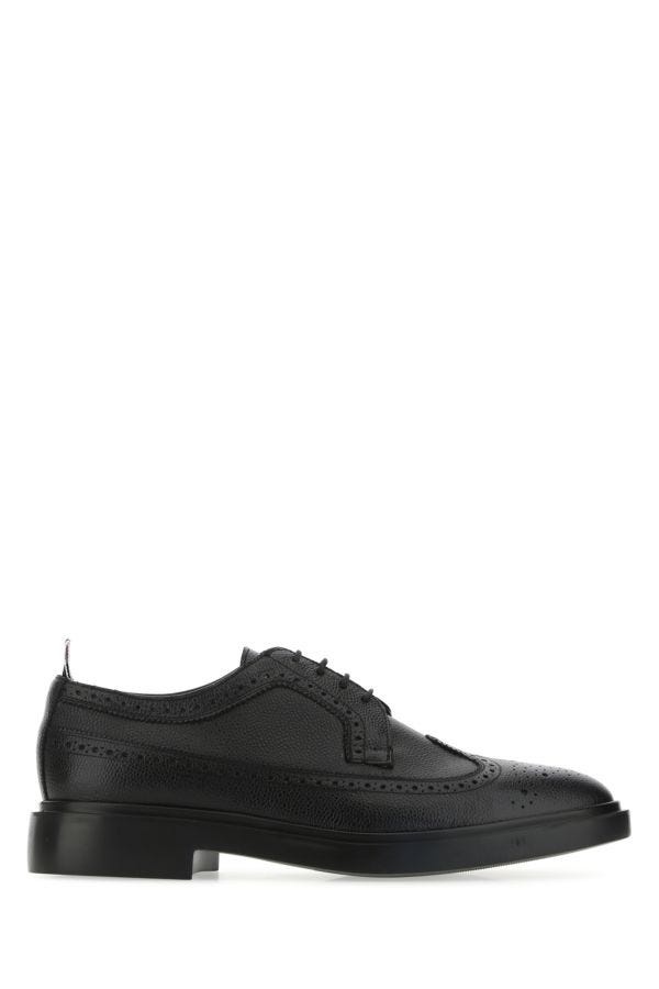 Black leather lace-up shoes - 1