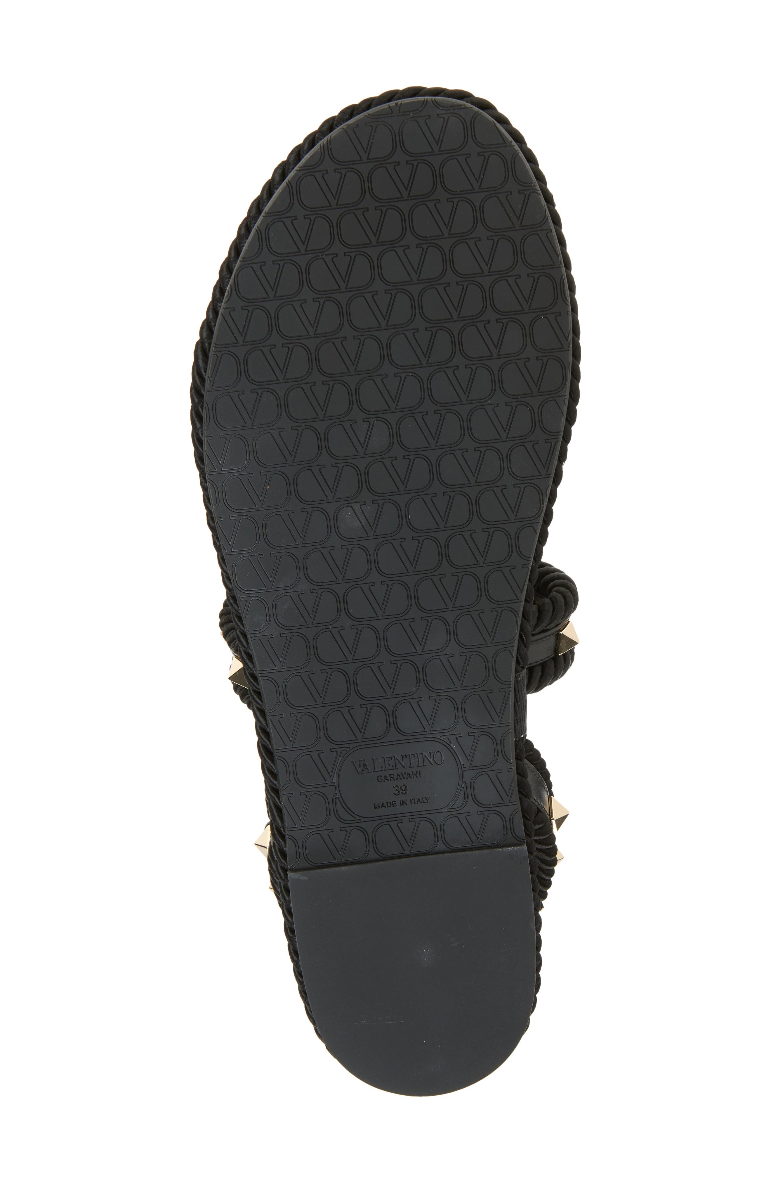 Valentino Garavani Rockstud Ankle Strap Flat Sandal in Black at Nordstrom - 6