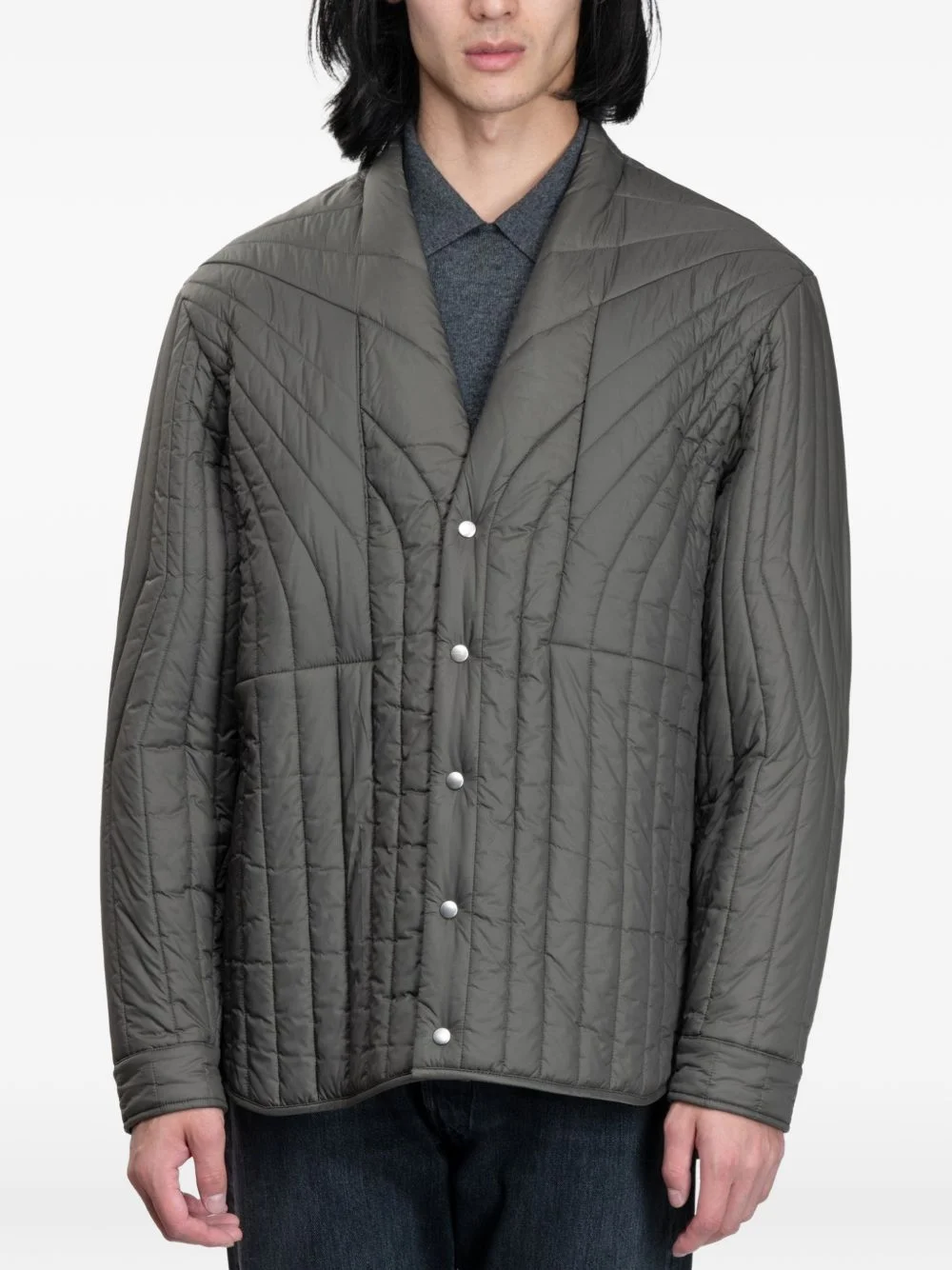 quilted curved-hem jacket - 1