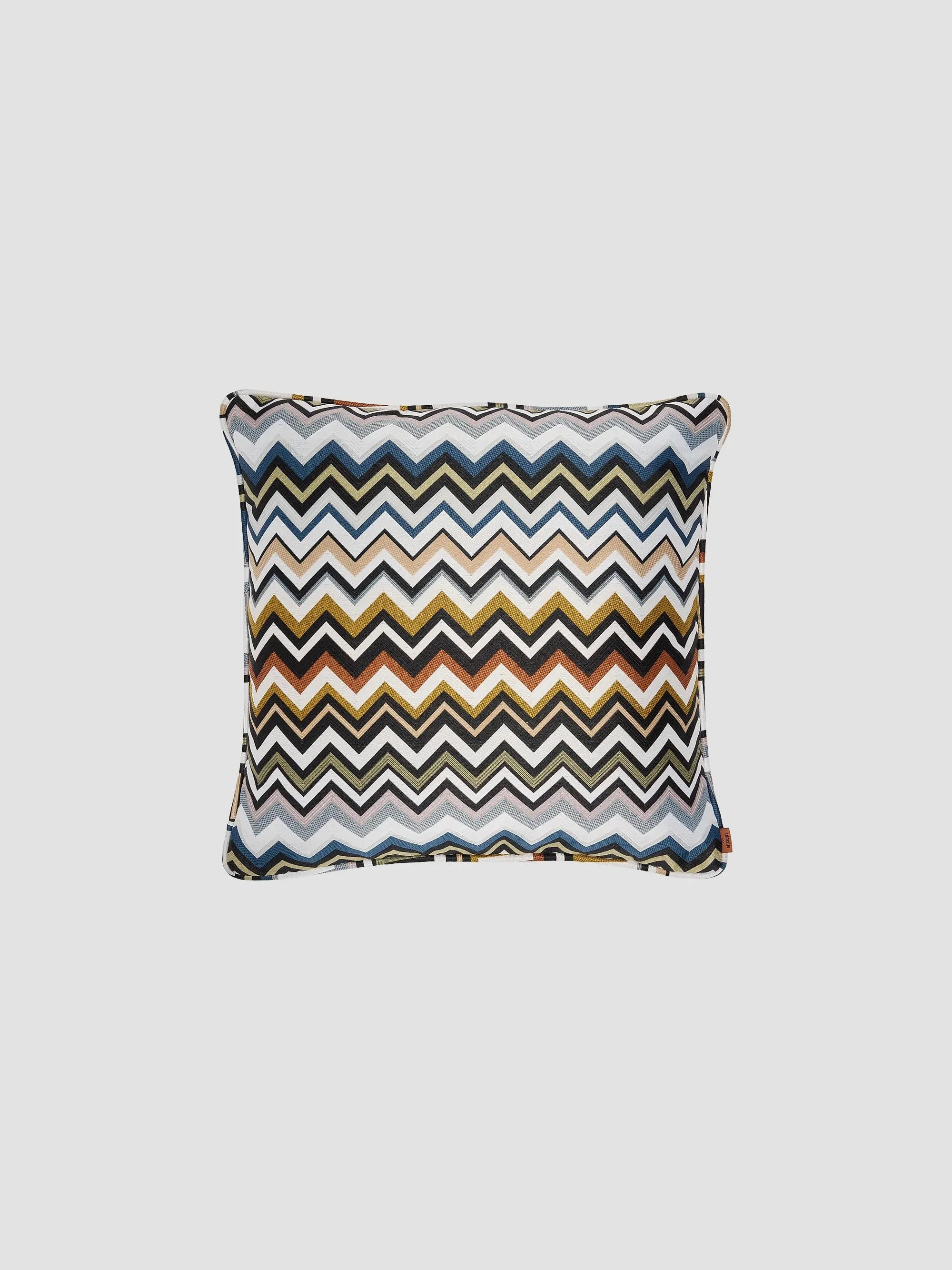 Belfast Chevron-Striped Square Cushion - Blue Multicolor - 1