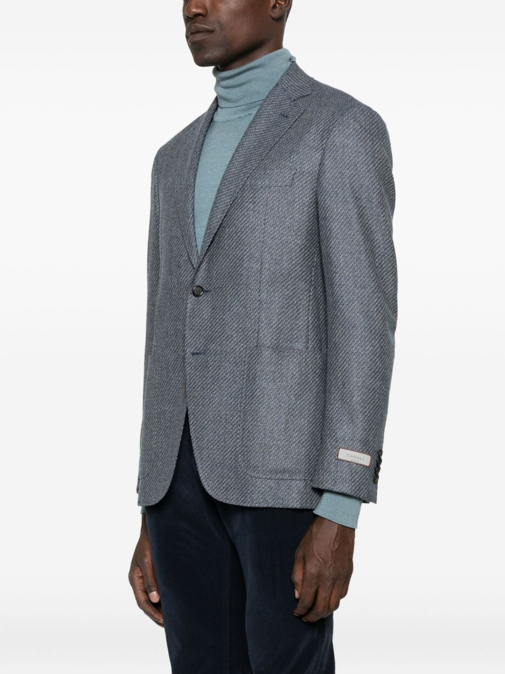 textured wool blazer - 3