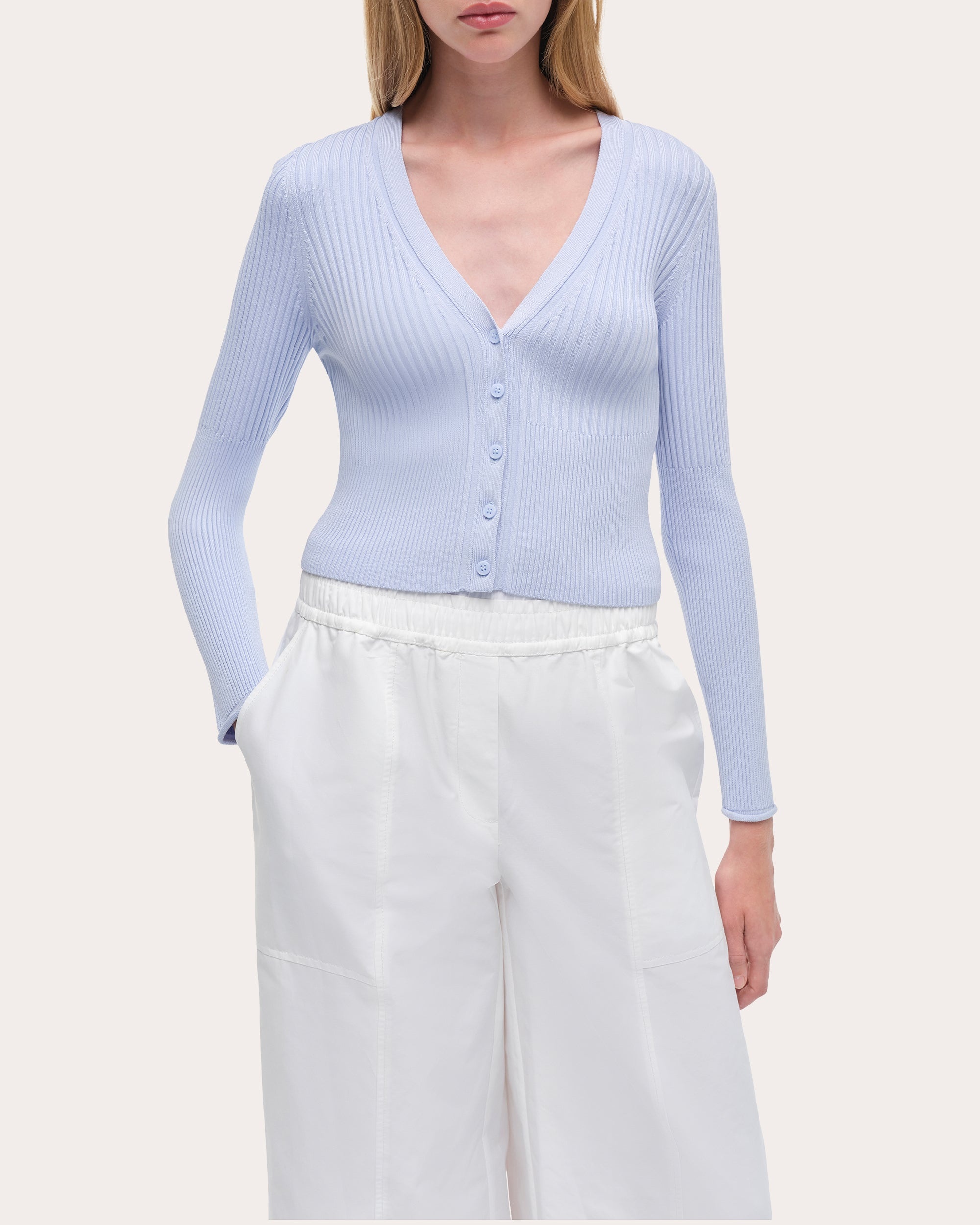 Ailany Rib Knit Shrunken Cardigan - 1