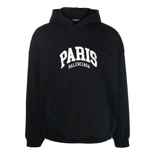 Balenciaga Cities Paris Hoodie Wide Fit 'Black White' 674986TLVL81070 - 1