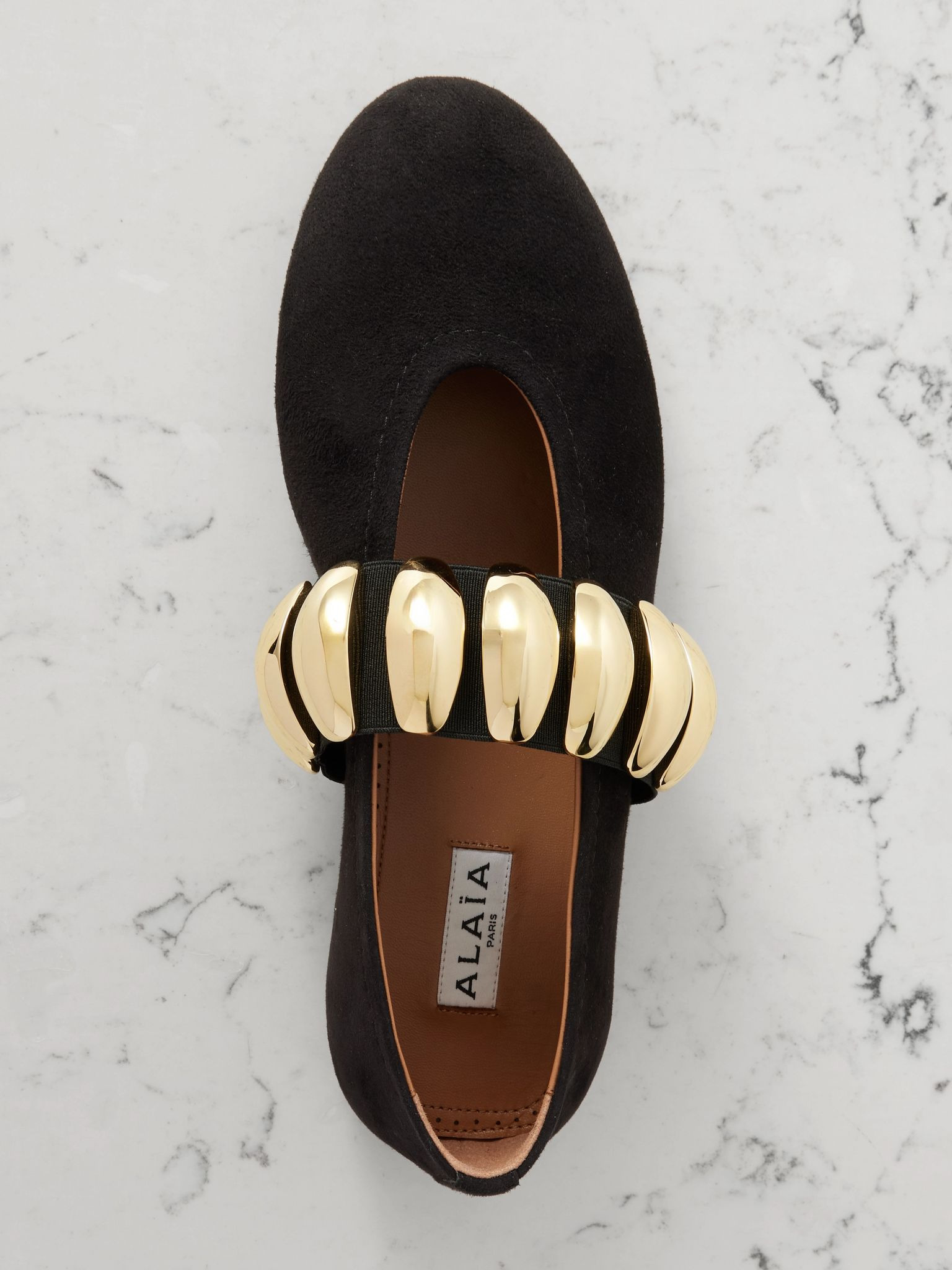 Embellished suede ballet flats Black - 5
