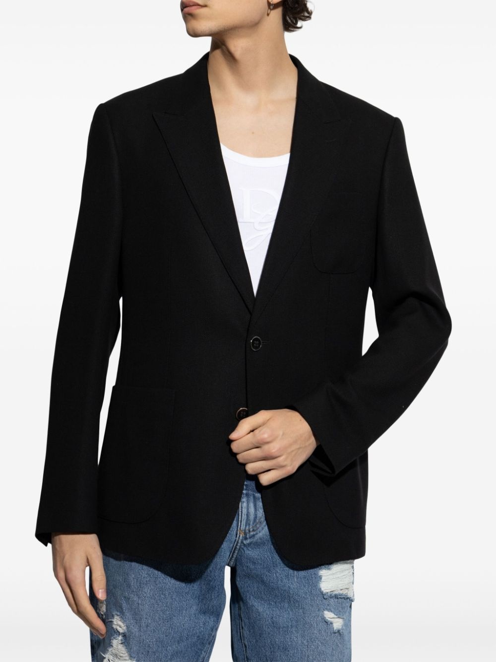 wool single-breasted blazer - 3