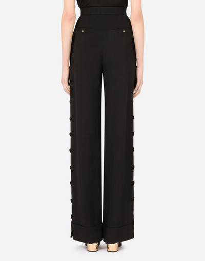 Dolce & Gabbana Piqué palazzo pants with buttons and turn-ups outlook