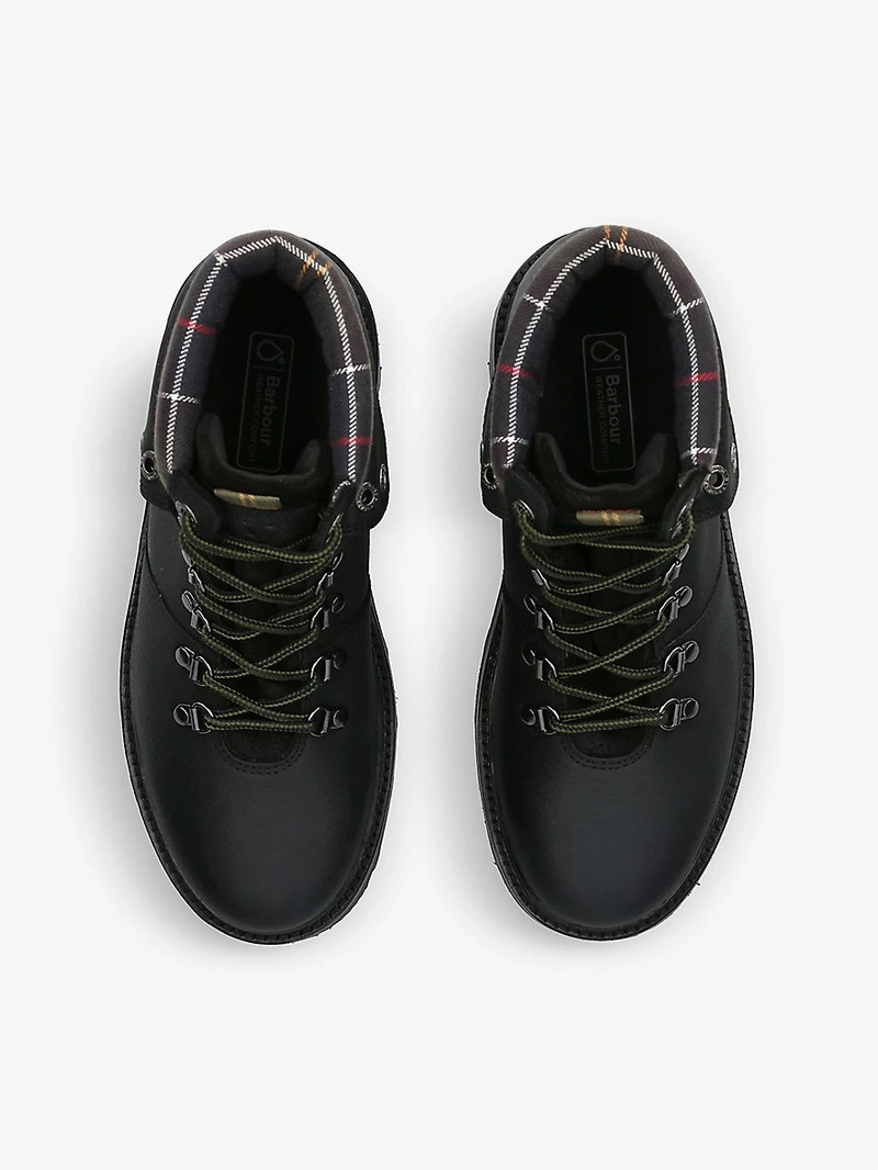 Burne tartan-trim leather hiking boots 2