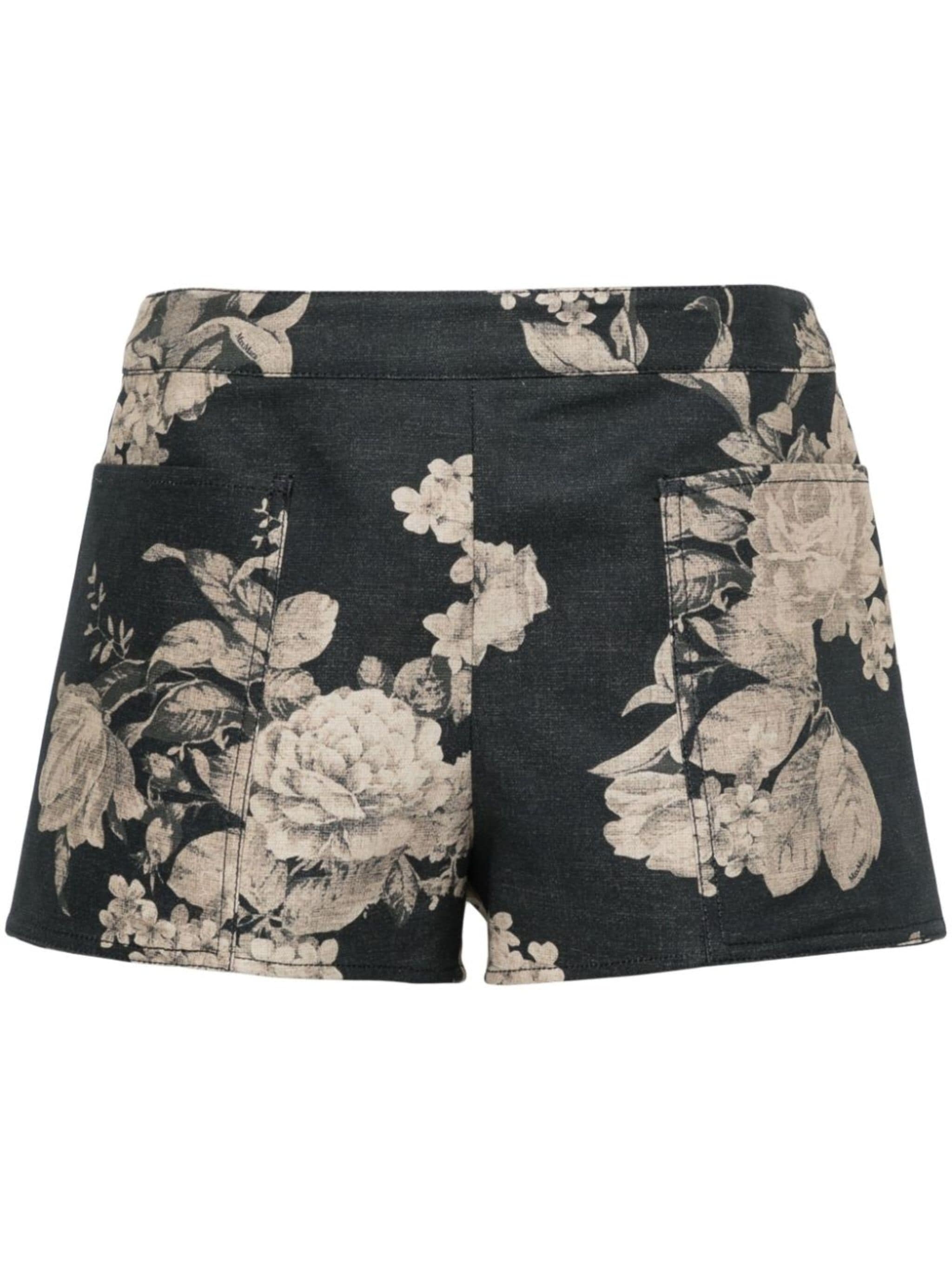 floral-print cotton shorts - 1