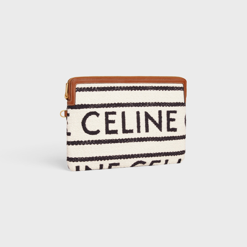 SMALL POUCH WITH STRAP in TEXTILE WITH CELINE ALL OVER AND CALFSKIN 3