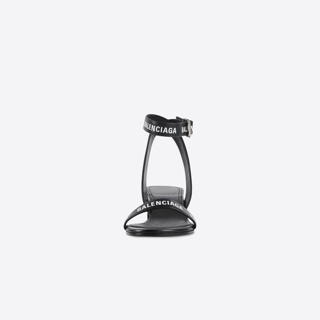 Women's Allover Logo Round 40mm Ankle Strap Sandal in Black/white - 2