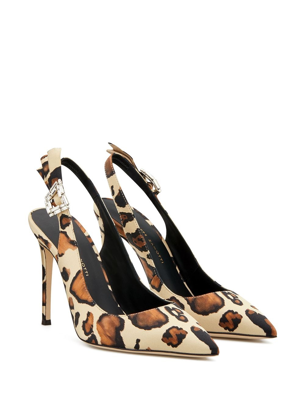 bejewelled buckle leopard pumps - 2