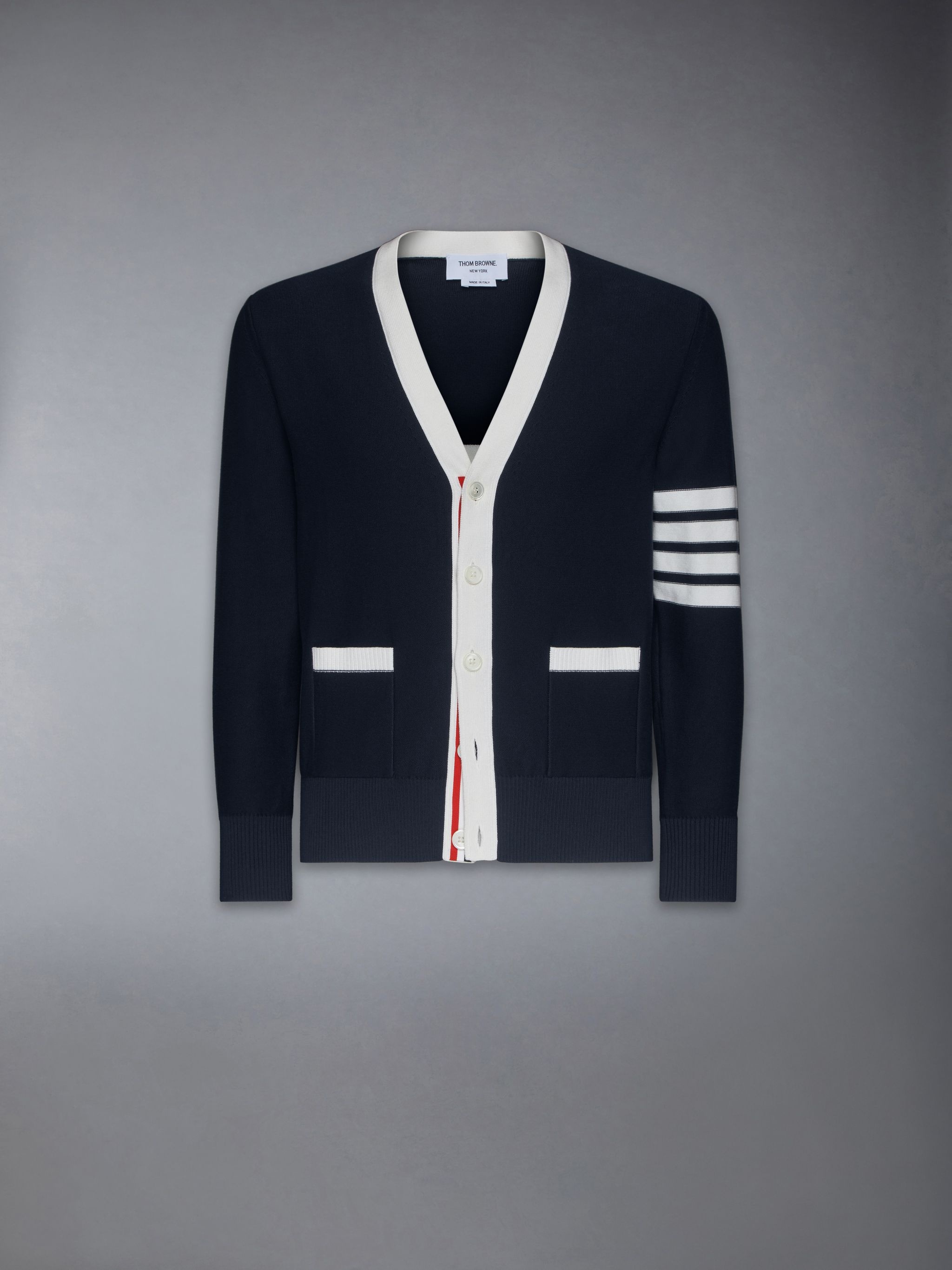 Cotton 4-Bar Relaxed Fit Hector V Neck Cardigan - 7