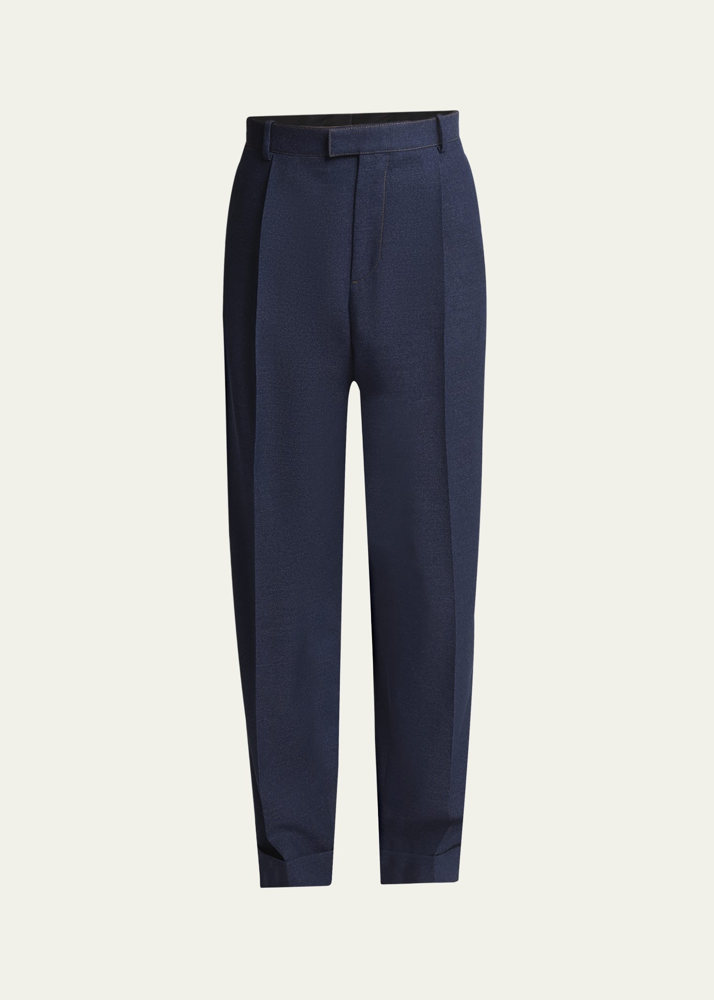 Men's Wide-Leg Melange Wool Drill Trousers - 1