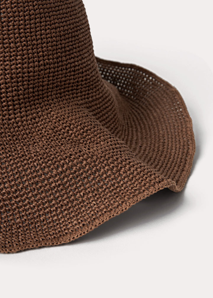 Paper straw hat sun bleached brown - 4