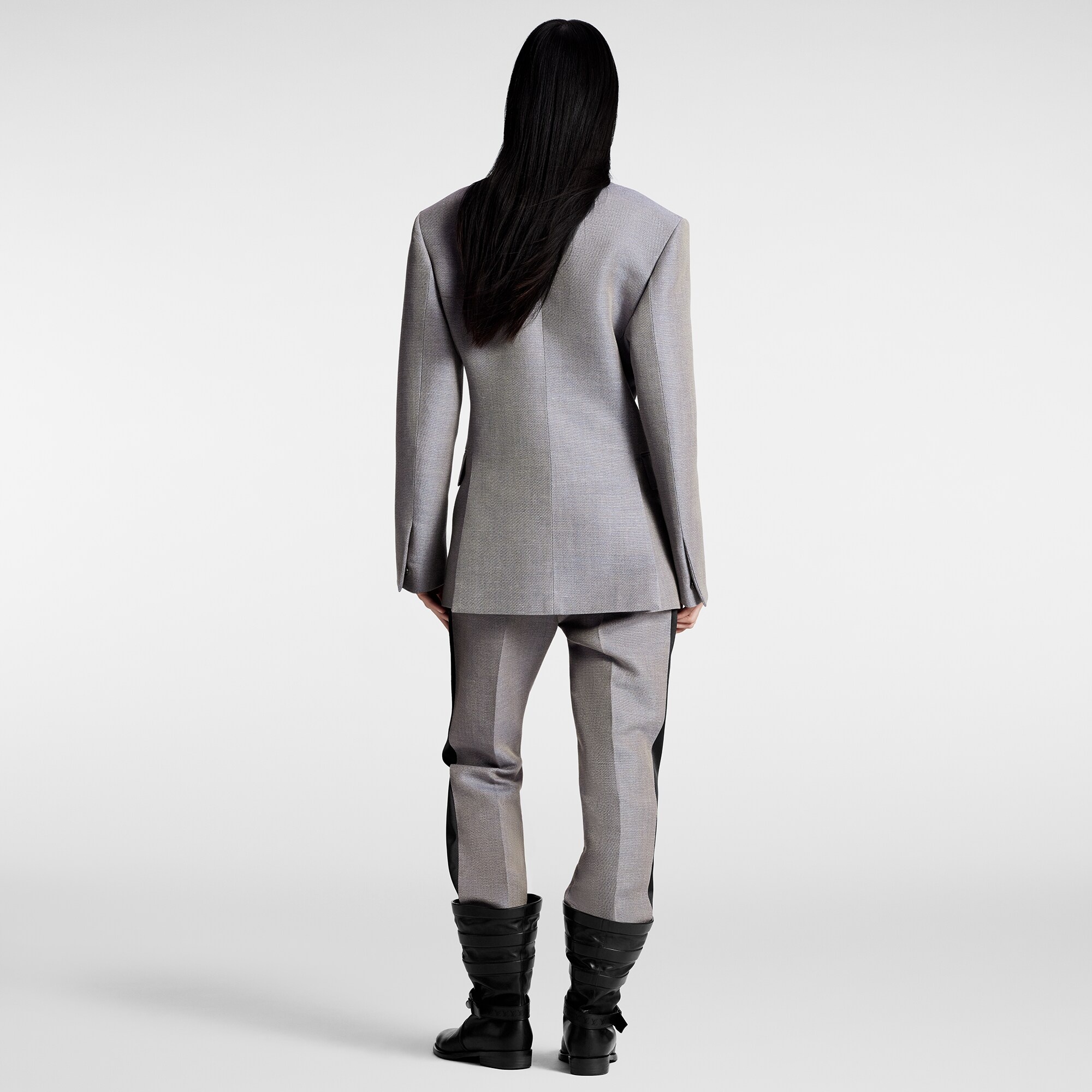 Lavaliere Collar Wool Gabardine Blazer - 3