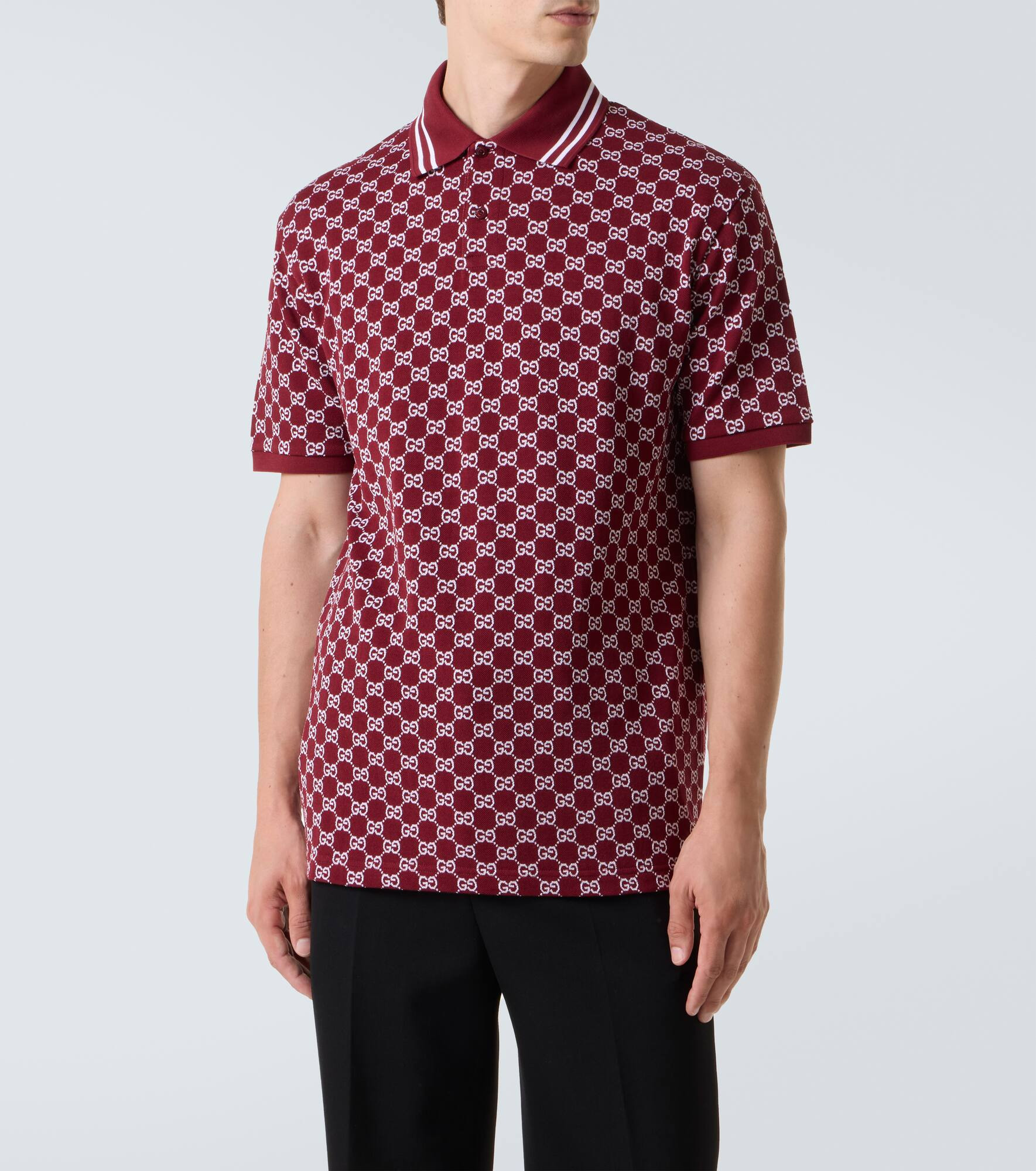 GG cotton piqué jacquard polo shirt - 3