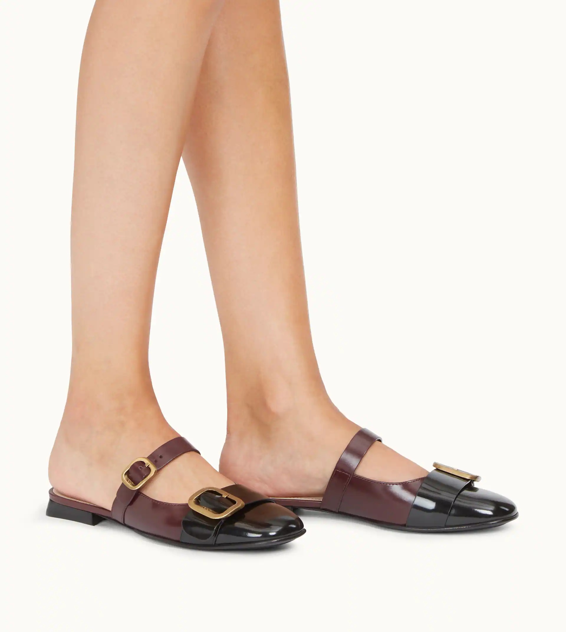 SANDALS IN LEATHER - BLACK, BURGUNDY - 2
