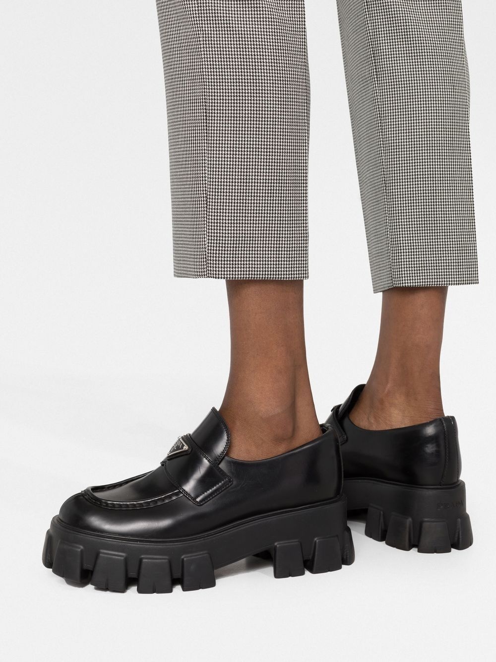 checked cropped slim-fit trousers - 5