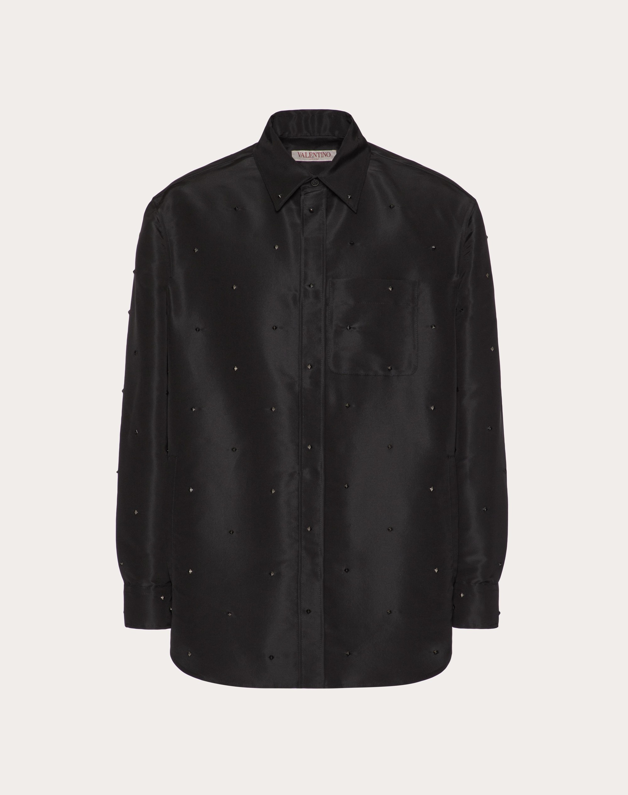 ALL-OVER ROCKSTUD SPIKE SILK FAILLE OVERSHIRT - 1