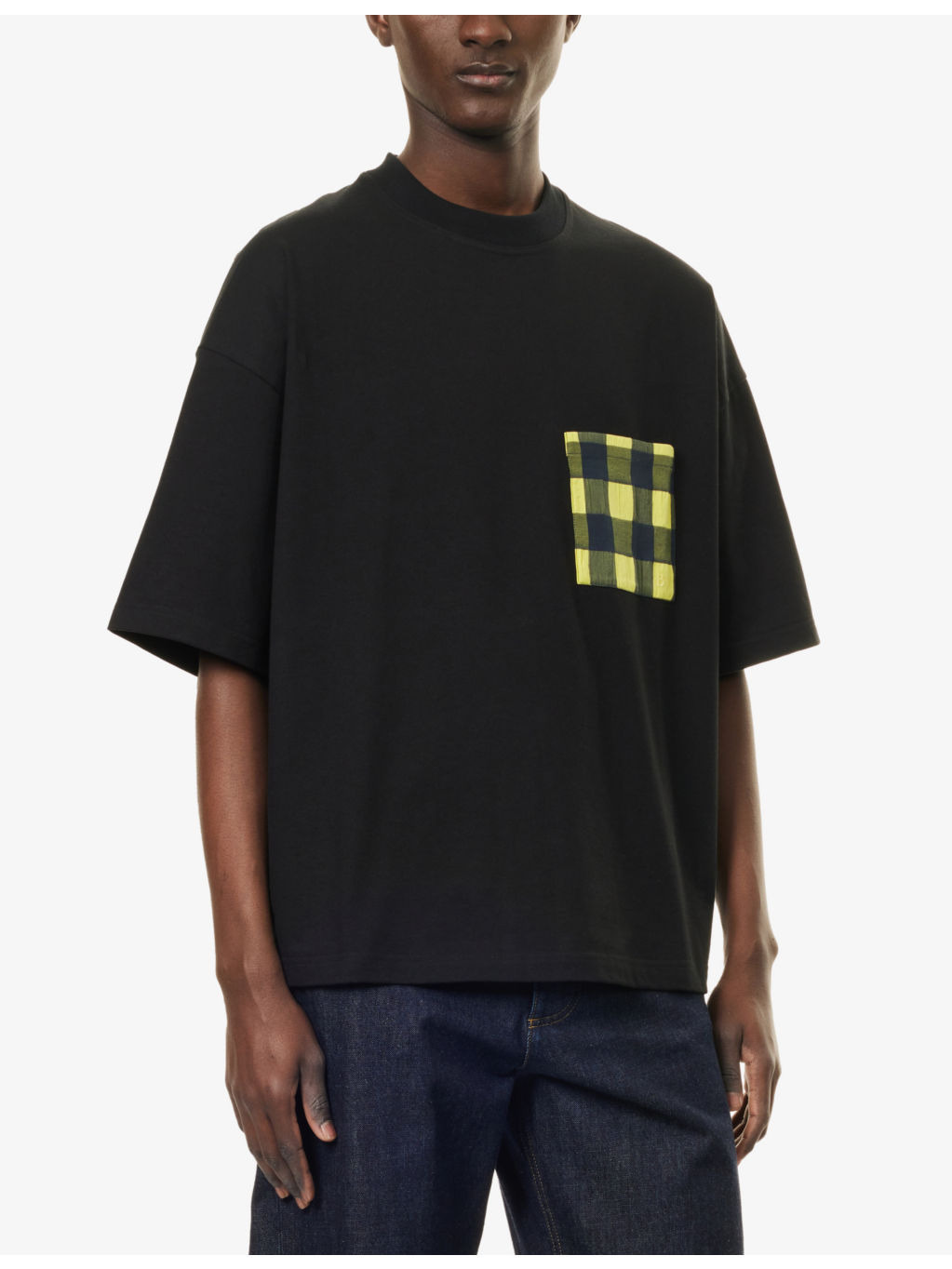 Gingham Pocket crew-neck cotton T-shirt - 3