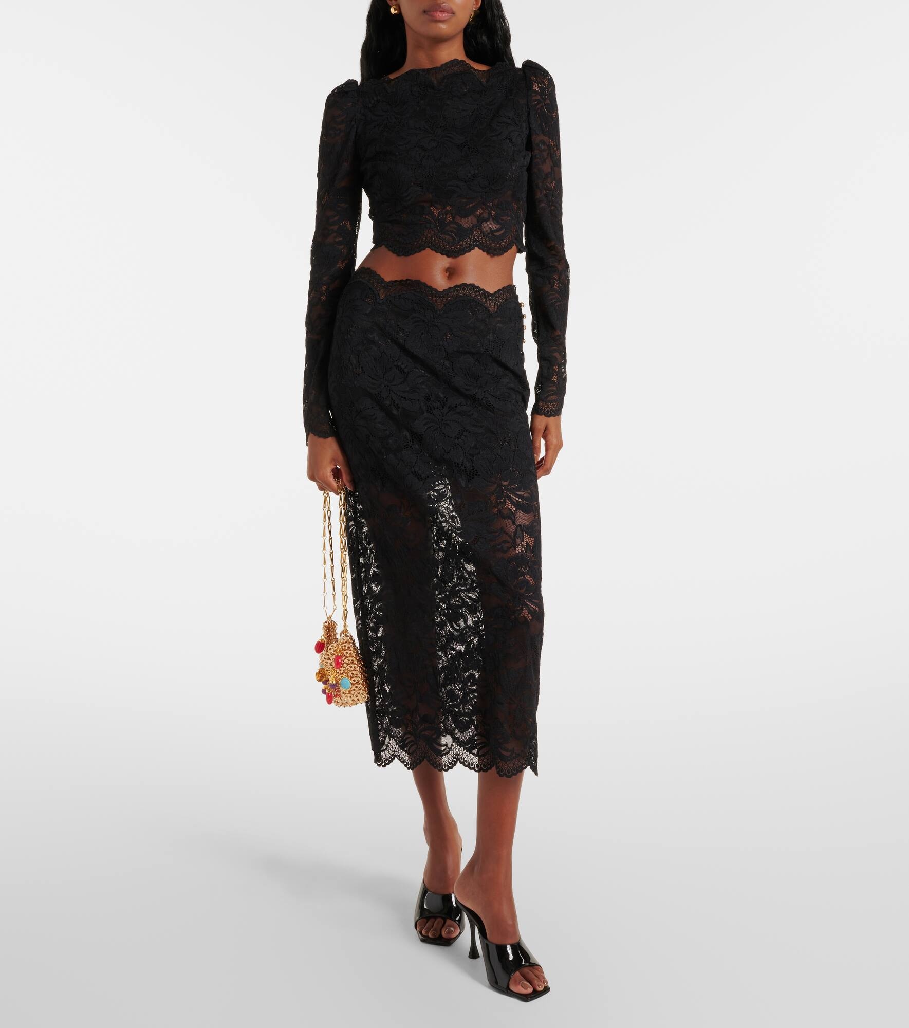 Floral lace crop top - 2