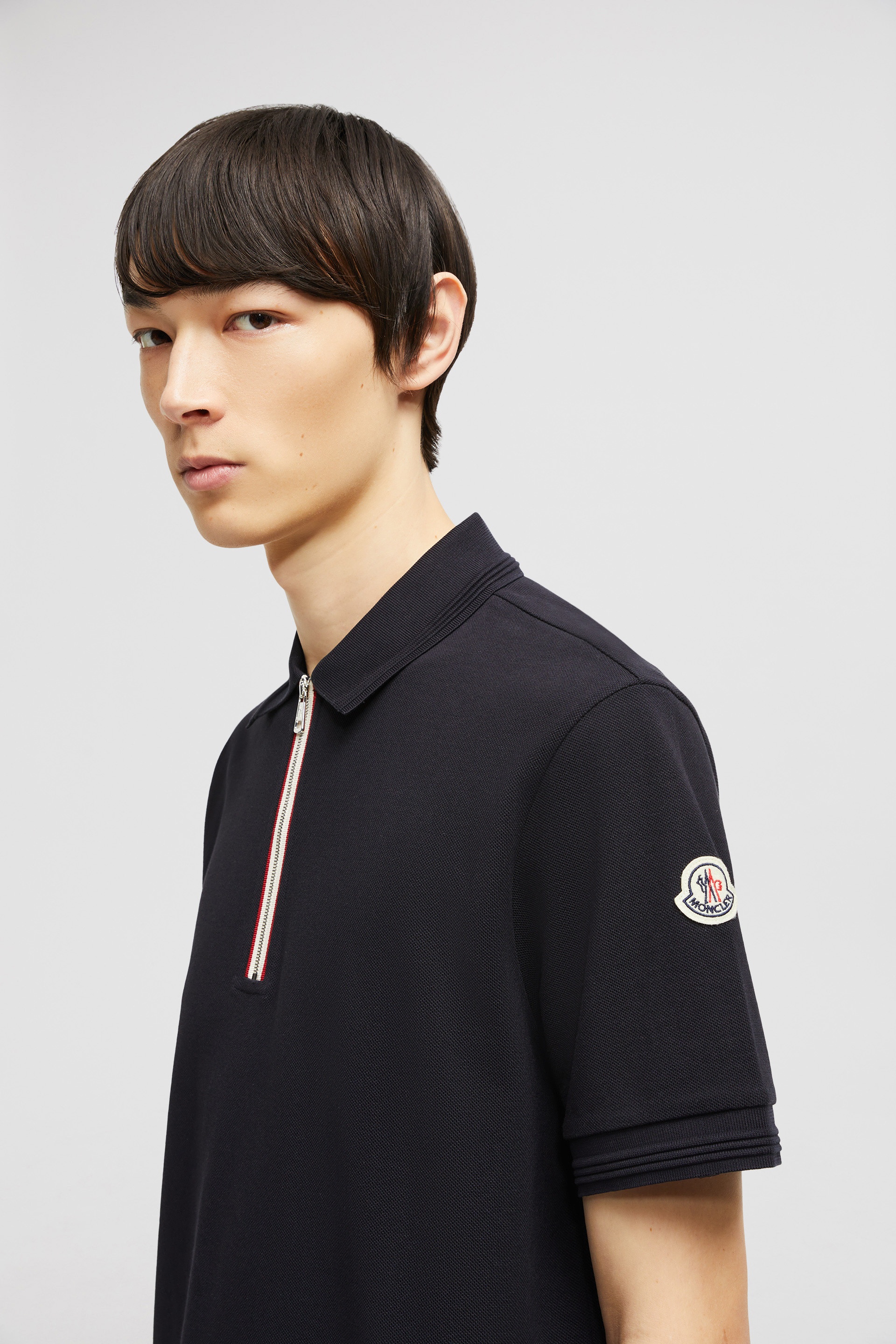 Tricolor Trim Cotton Piquet Polo Shirt - 4