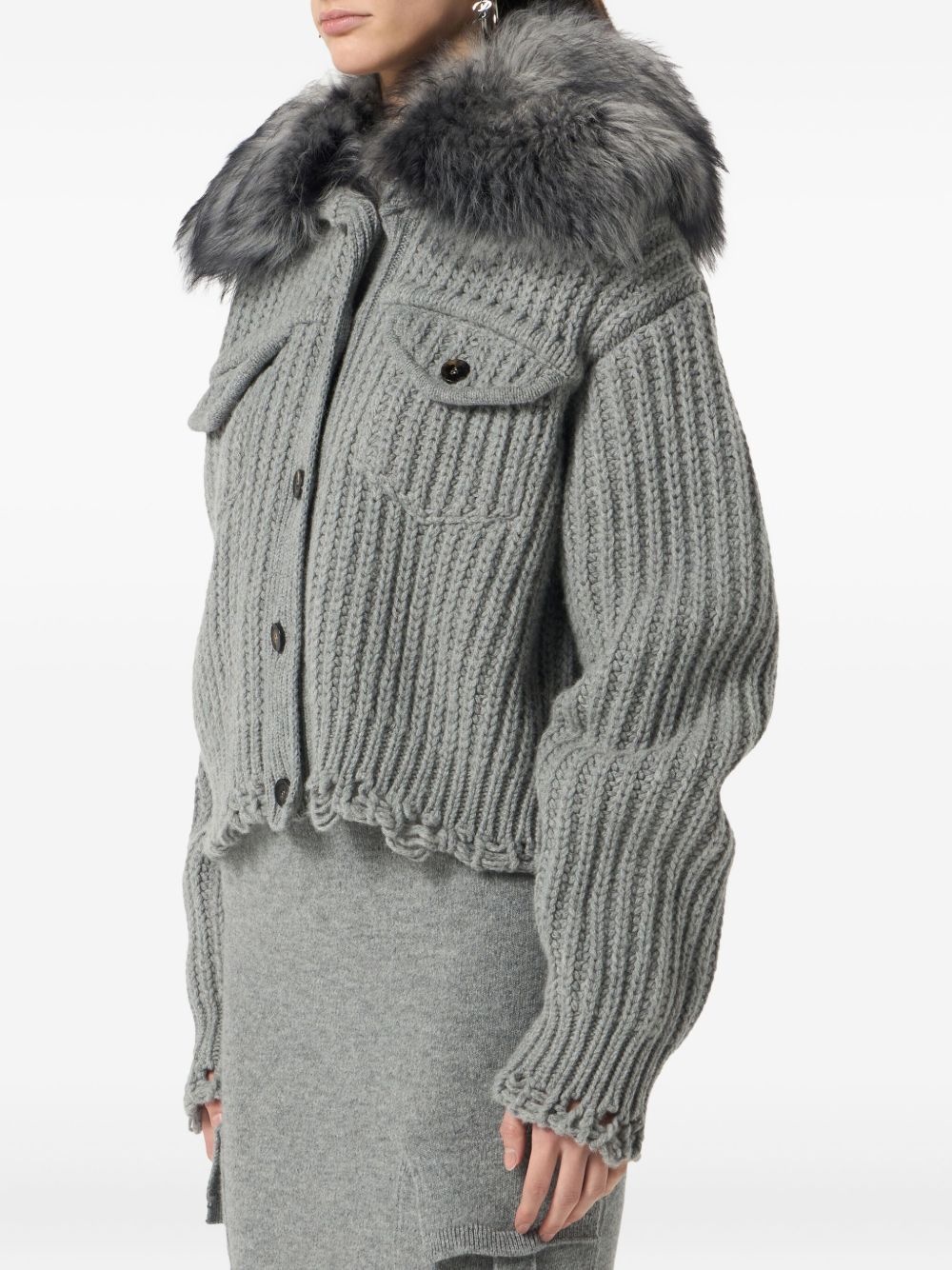 cropped ribbed cardigan - 4
