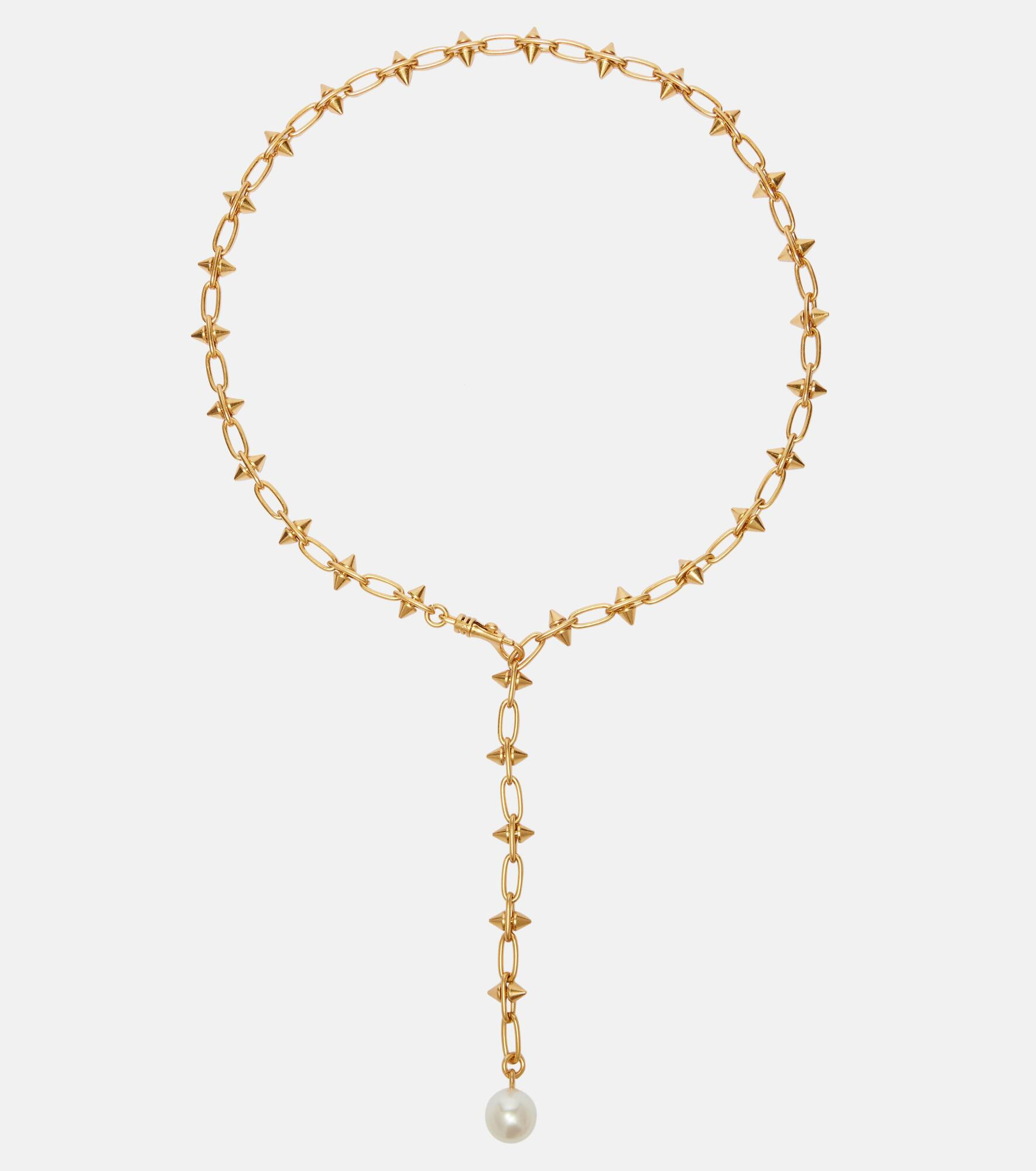 Faux pearl chain necklace - 1