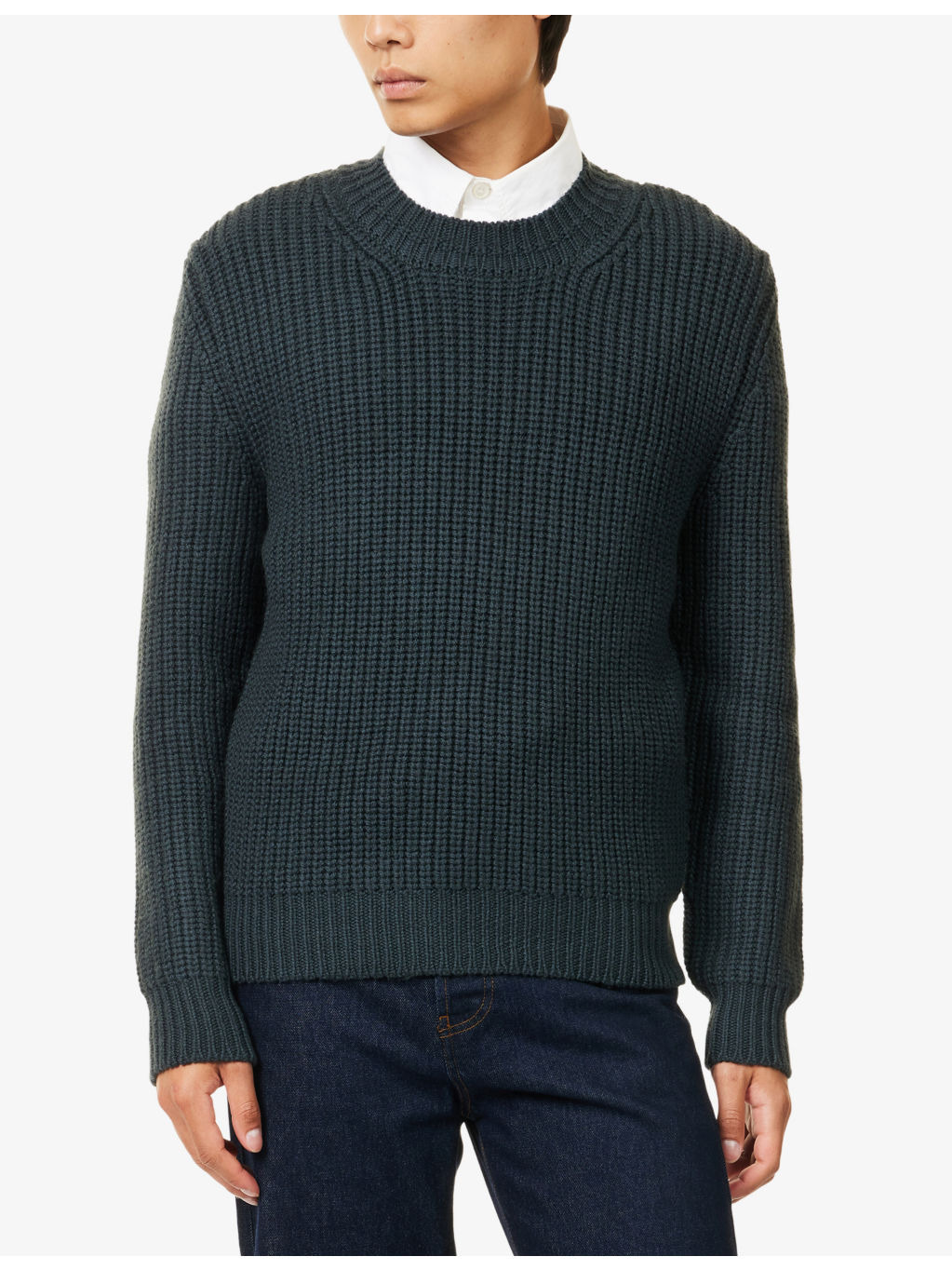 Crewneck Knitted Wool Cashmere Blend Jumper - 3