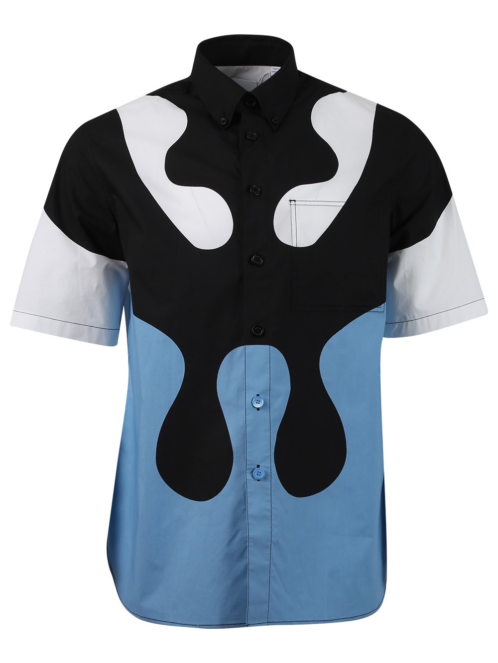 Abstract Print Short-sleeve Shirt Blue Topaz - 1