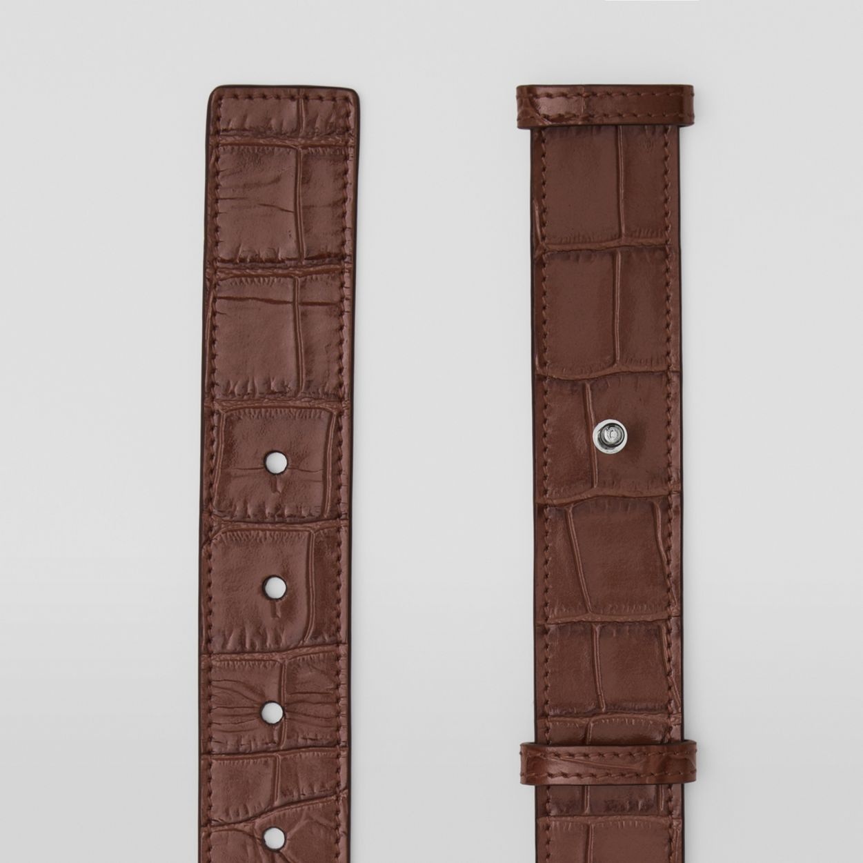 Faux Watch Detail Embossed Leather Belt - 6