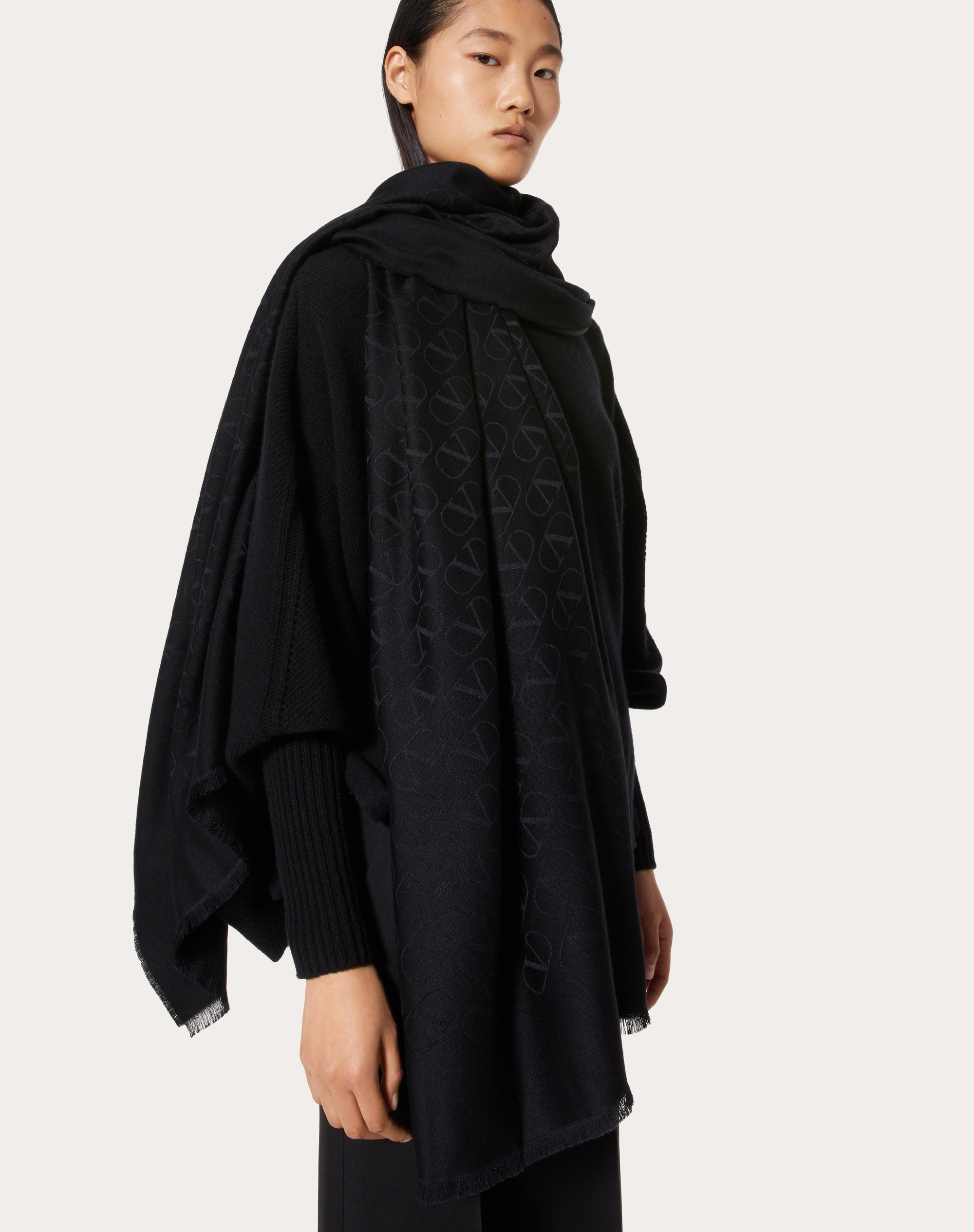 VLOGO SIGNATURE SILK AND WOOL STOLE 70X200 - 4