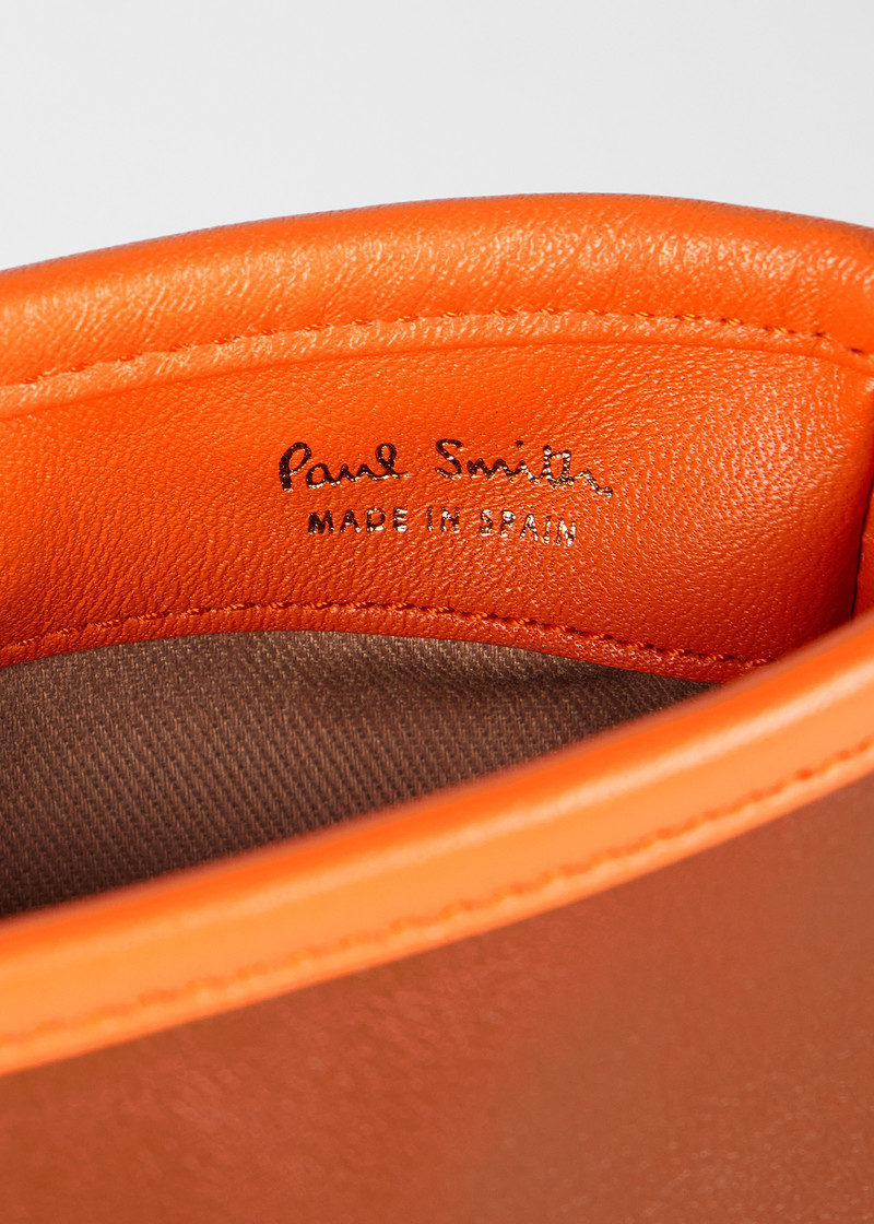 Tan Colour-Block Leather Pouch Bag 4