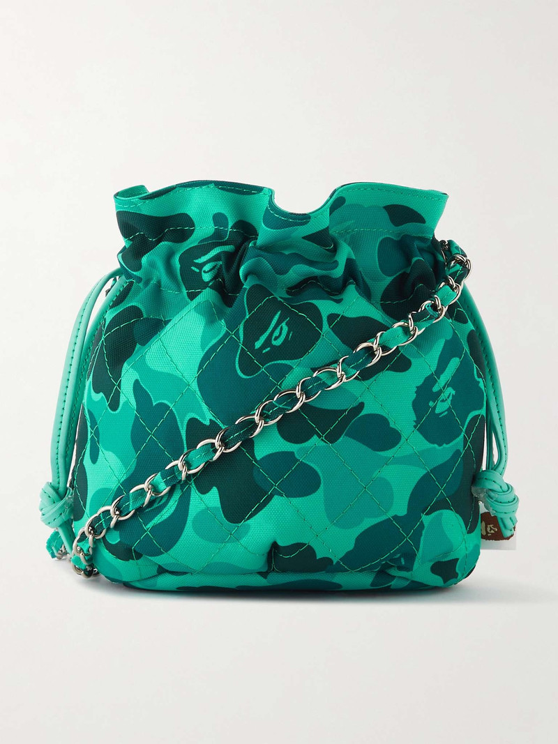 + BAPE® Chain-Embellished Camouflage-Print Canvas Pouch 1