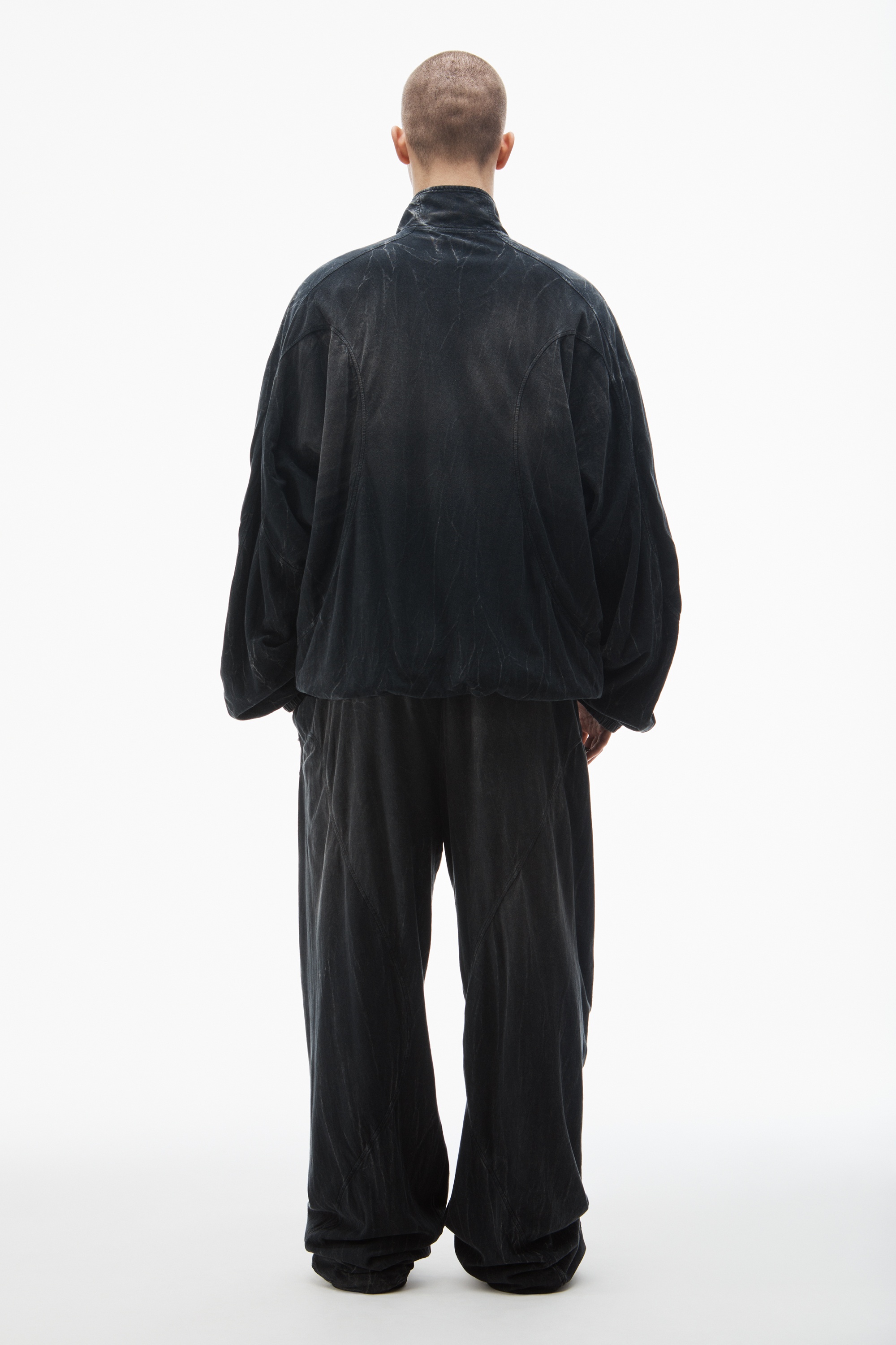 creased print track jacket in cotton-hemp jersey - 4