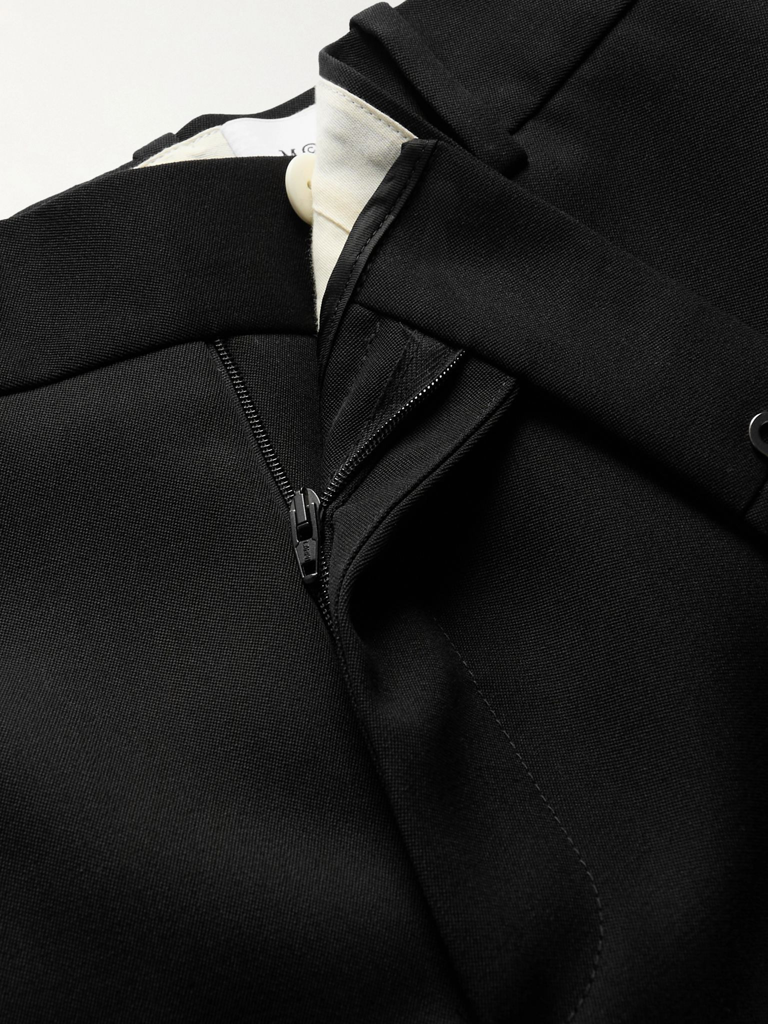 Slim-Fit Straight-Leg Wool Trousers Black - 6