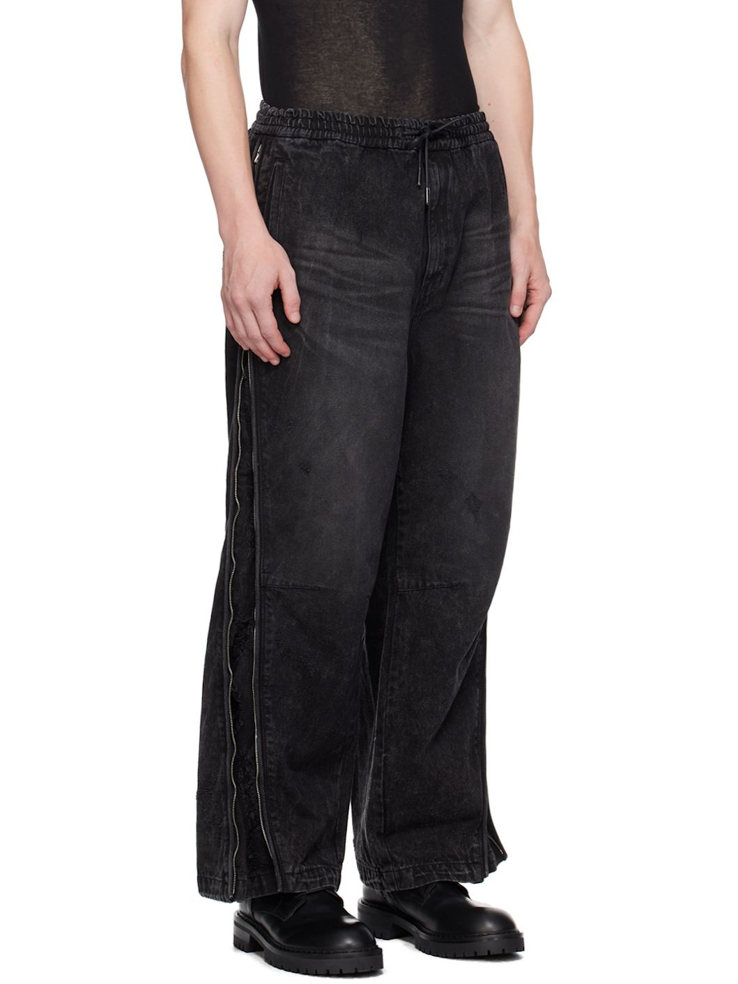 Black Side Zip Jeans - 2