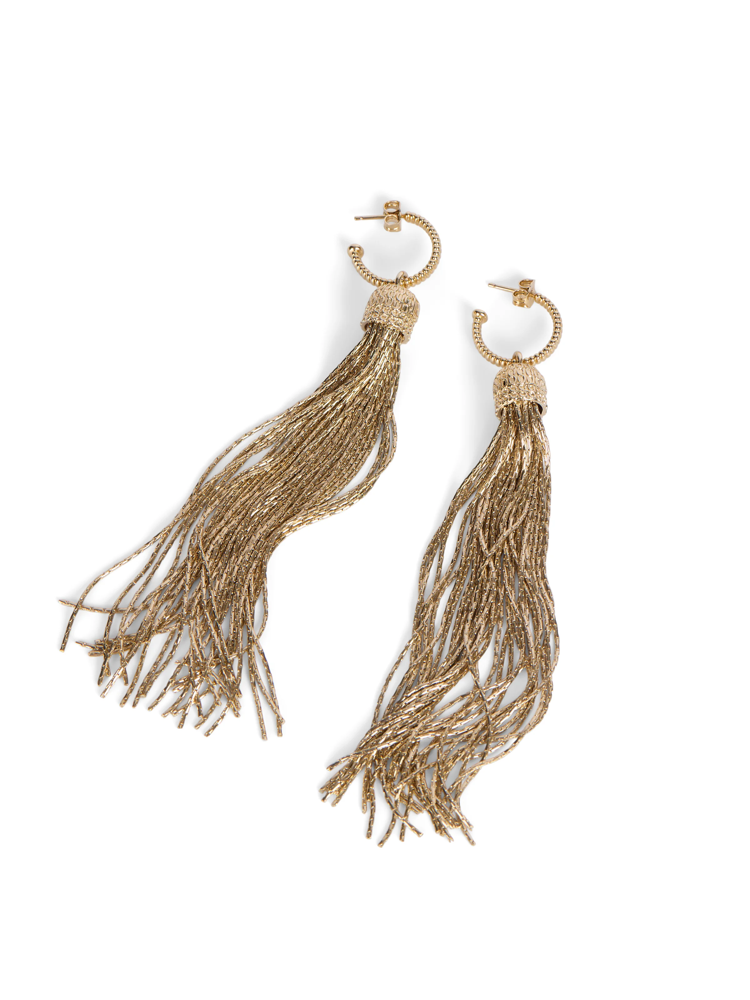 Brass tassel earrings - 1