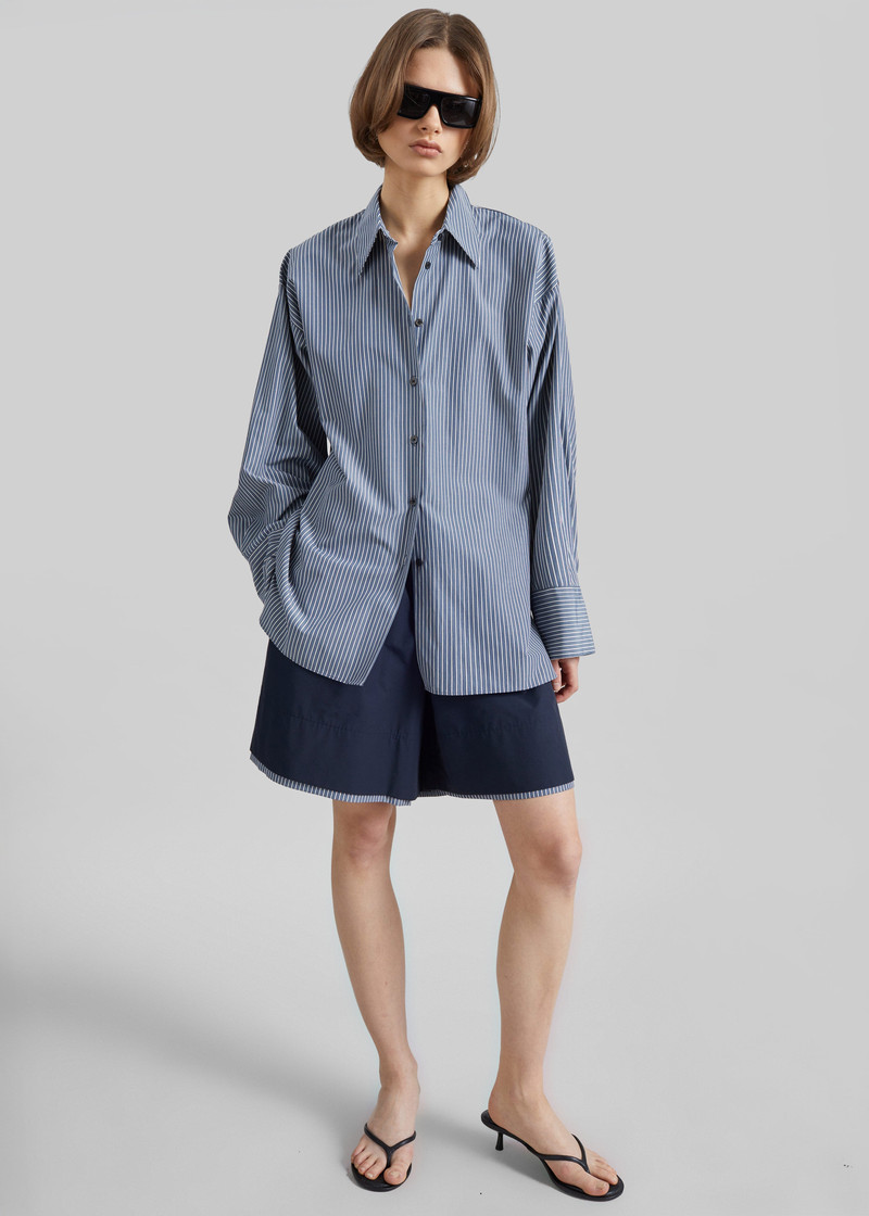 Menton Oversized Shirt - Navy/White Stripe 7
